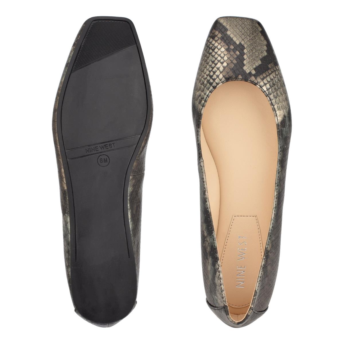 Ballerinas Nine West Alena Square-Toe Mujer Gris Serpent | 4802TBLUQ