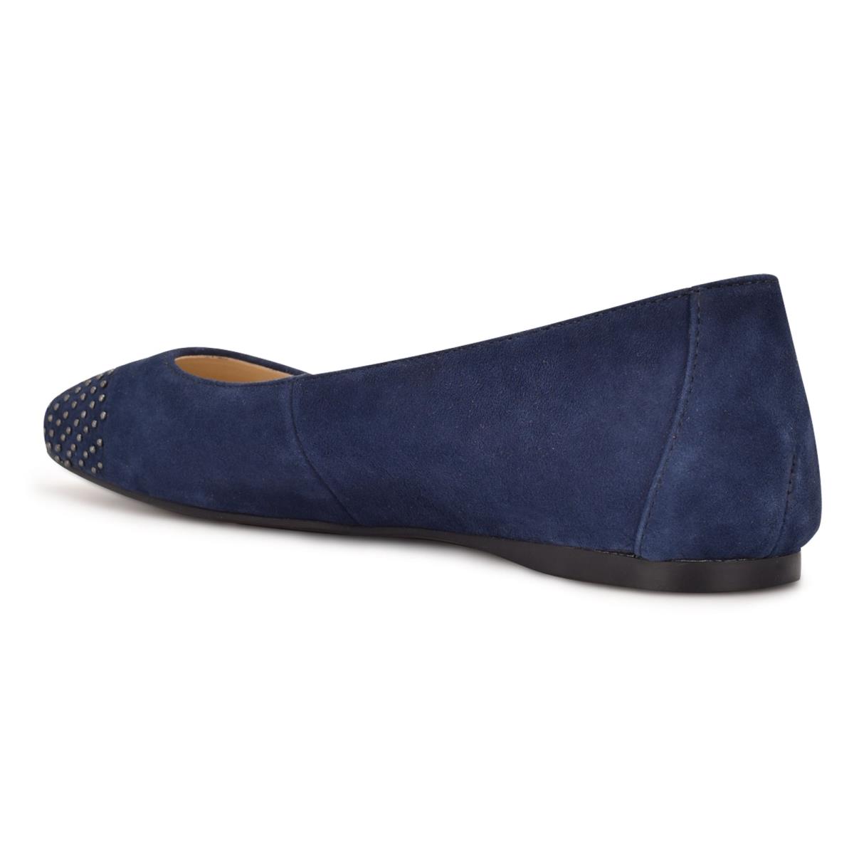 Ballerinas Nine West Aloha Studded Square-Toe Mujer Azul Marino | 0526BNJAK