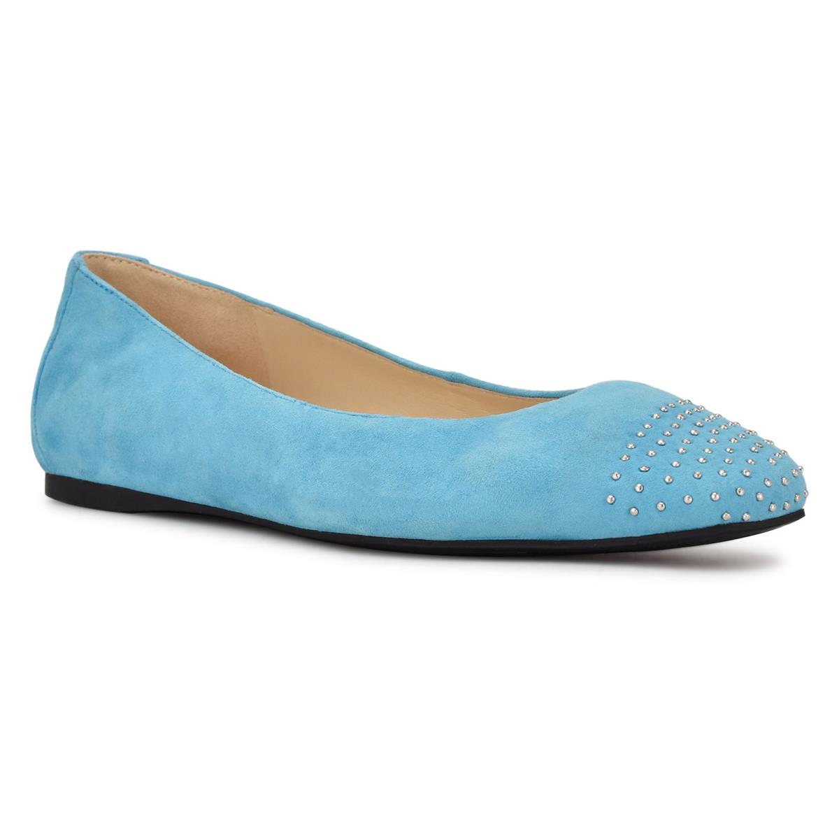 Ballerinas Nine West Aloha Studded Square-Toe Mujer Azules Claro | 3915XPJAW