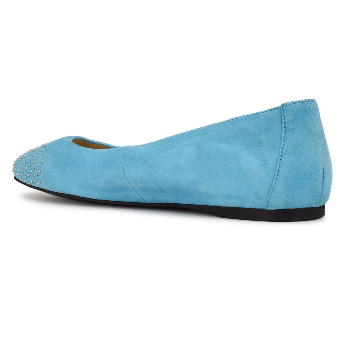 Ballerinas Nine West Aloha Studded Square-Toe Mujer Azules Claro | 3915XPJAW