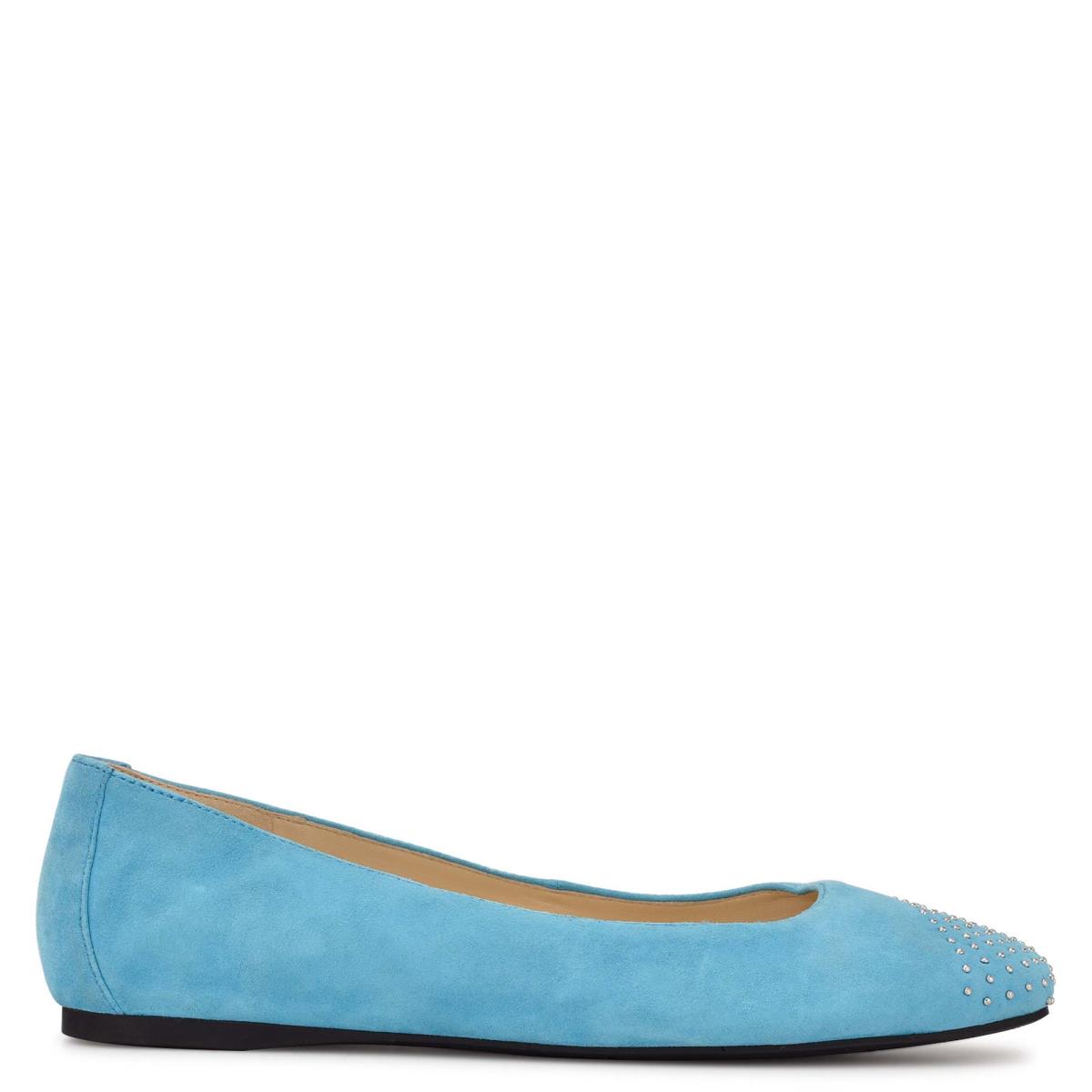 Ballerinas Nine West Aloha Studded Square-Toe Mujer Azules Claro | 3915XPJAW