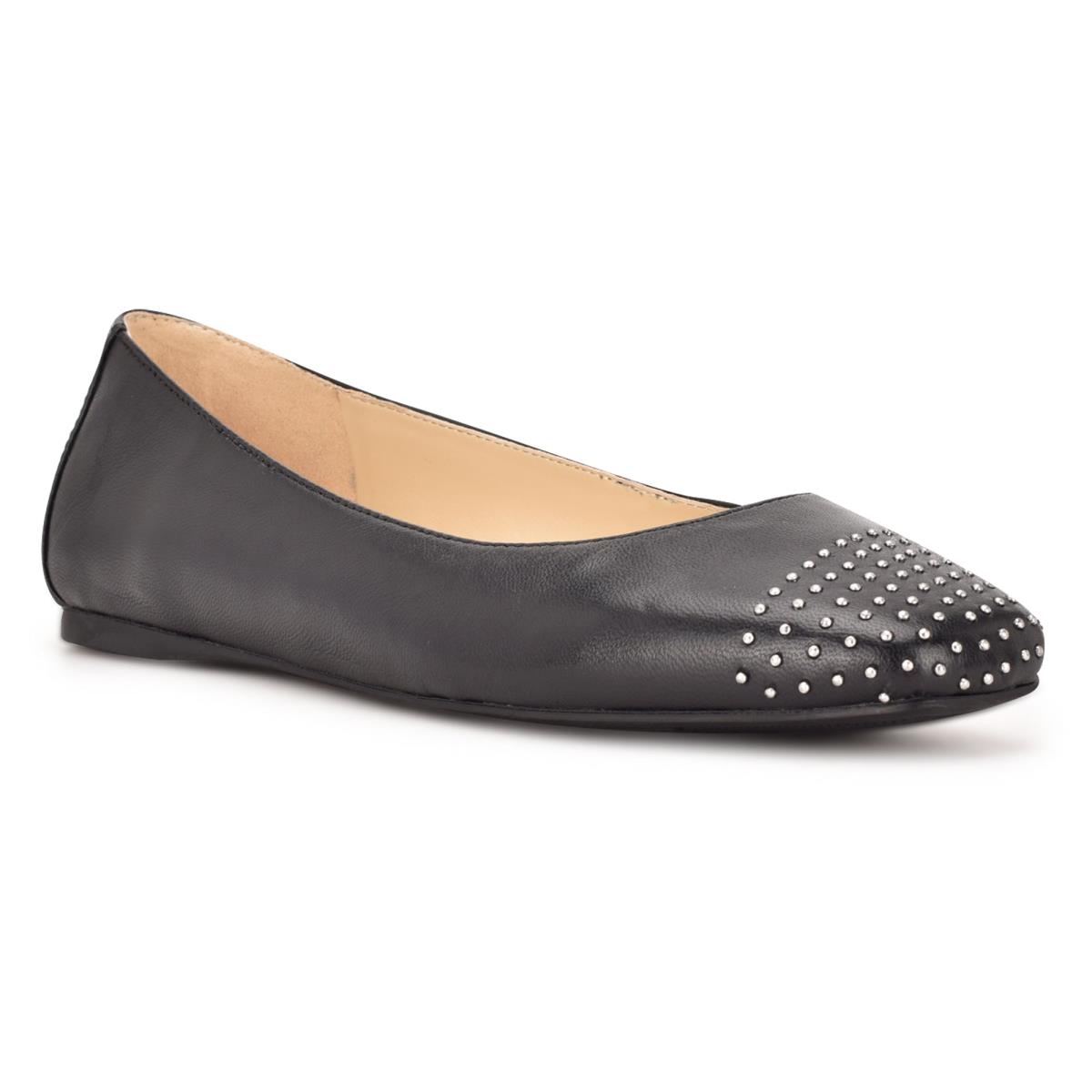 Ballerinas Nine West Aloha Studded Square-Toe Mujer Negras | 6748CJXQZ