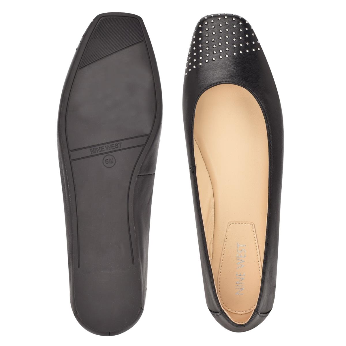 Ballerinas Nine West Aloha Studded Square-Toe Mujer Negras | 6748CJXQZ