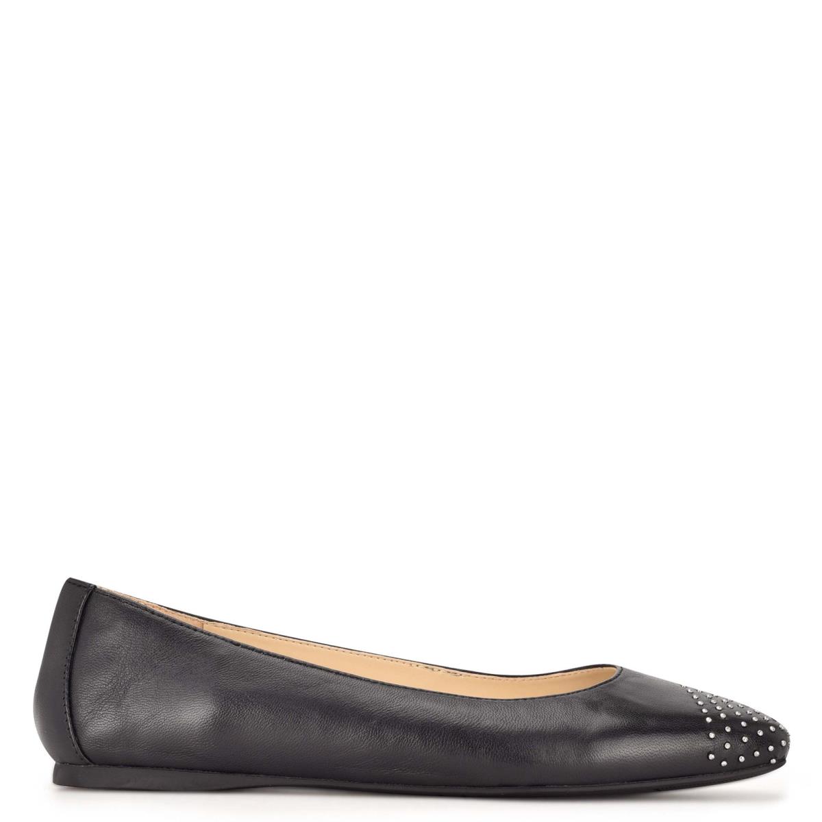 Ballerinas Nine West Aloha Studded Square-Toe Mujer Negras | 6748CJXQZ