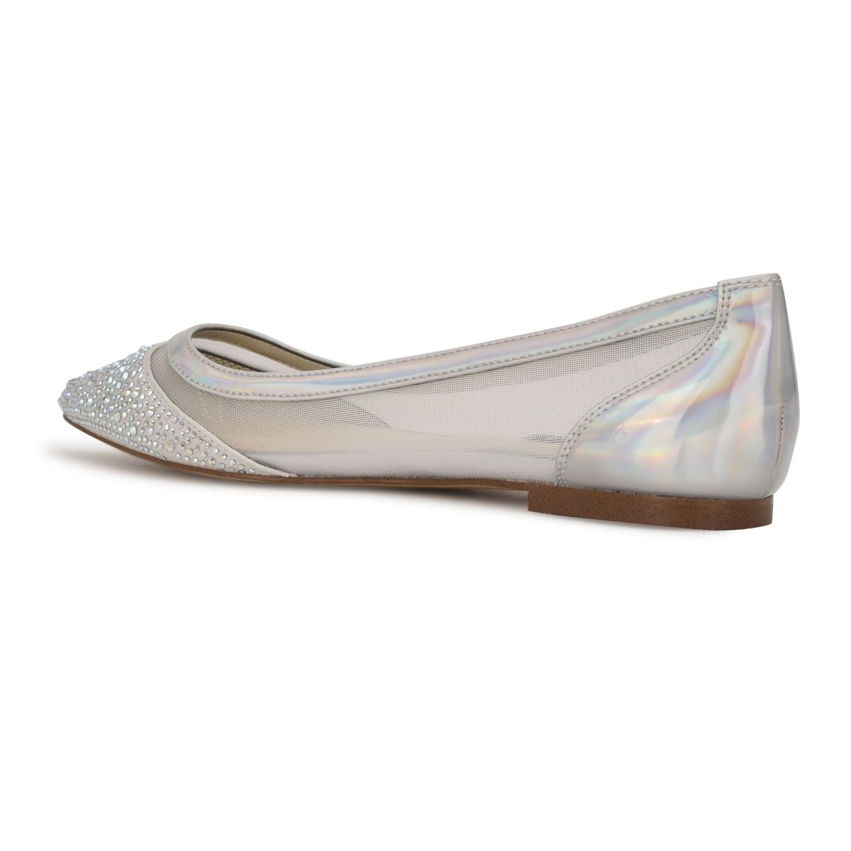 Ballerinas Nine West Bogus Pointy Toe Mujer Beige Plateadas | 4273XSQEL