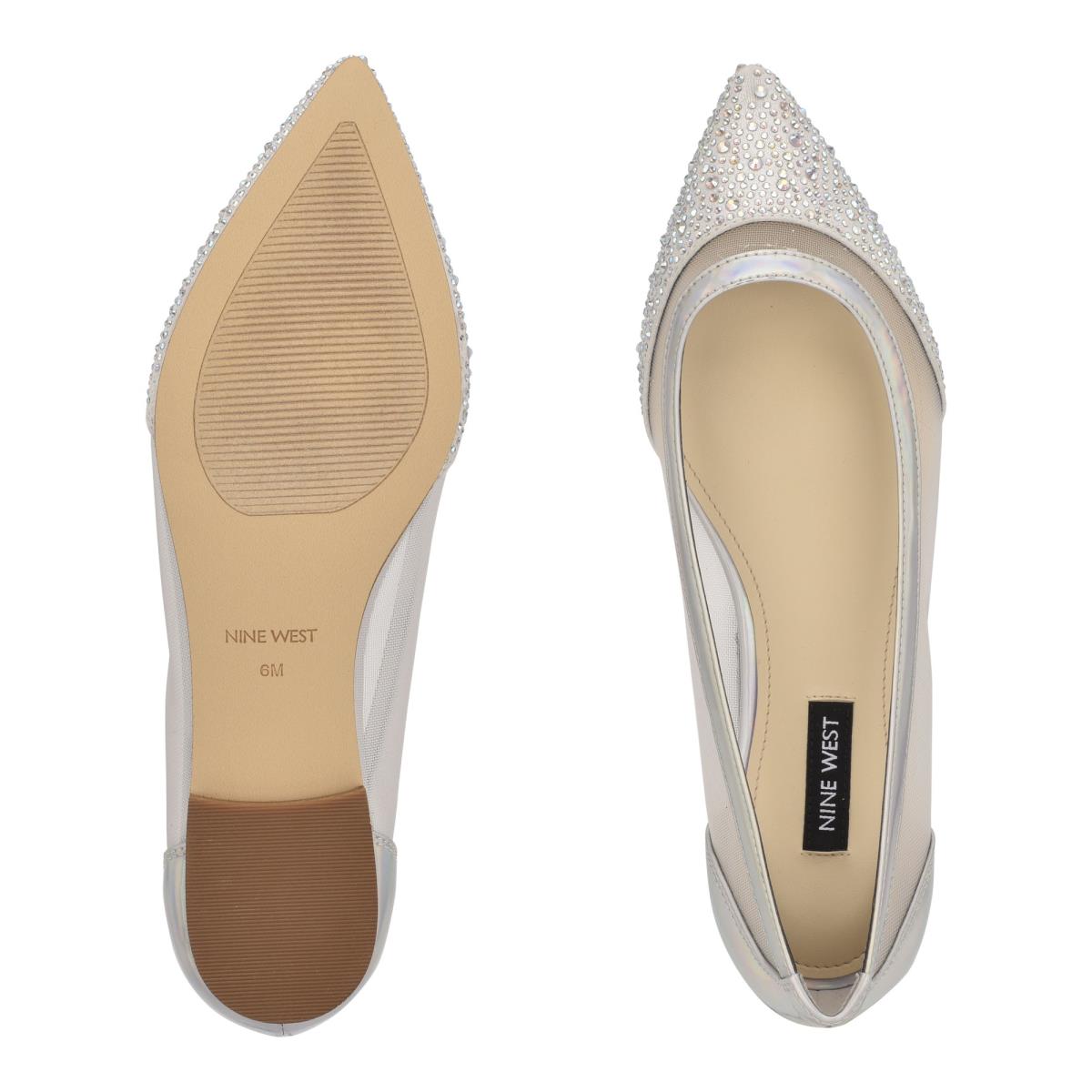 Ballerinas Nine West Bogus Pointy Toe Mujer Beige Plateadas | 4273XSQEL