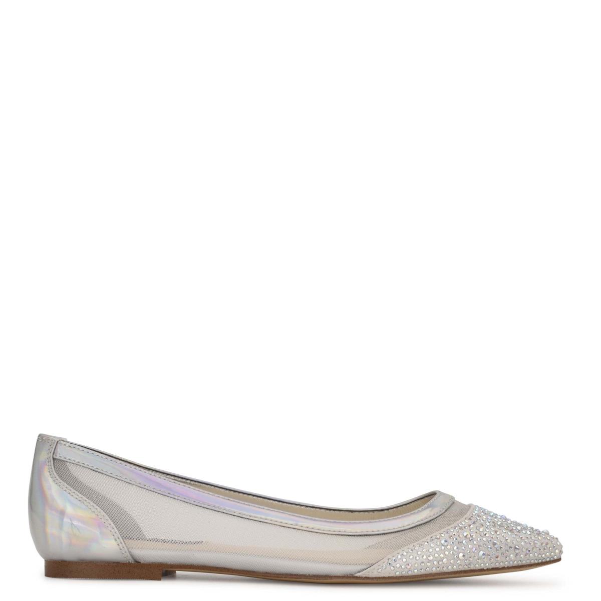 Ballerinas Nine West Bogus Pointy Toe Mujer Beige Plateadas | 4273XSQEL