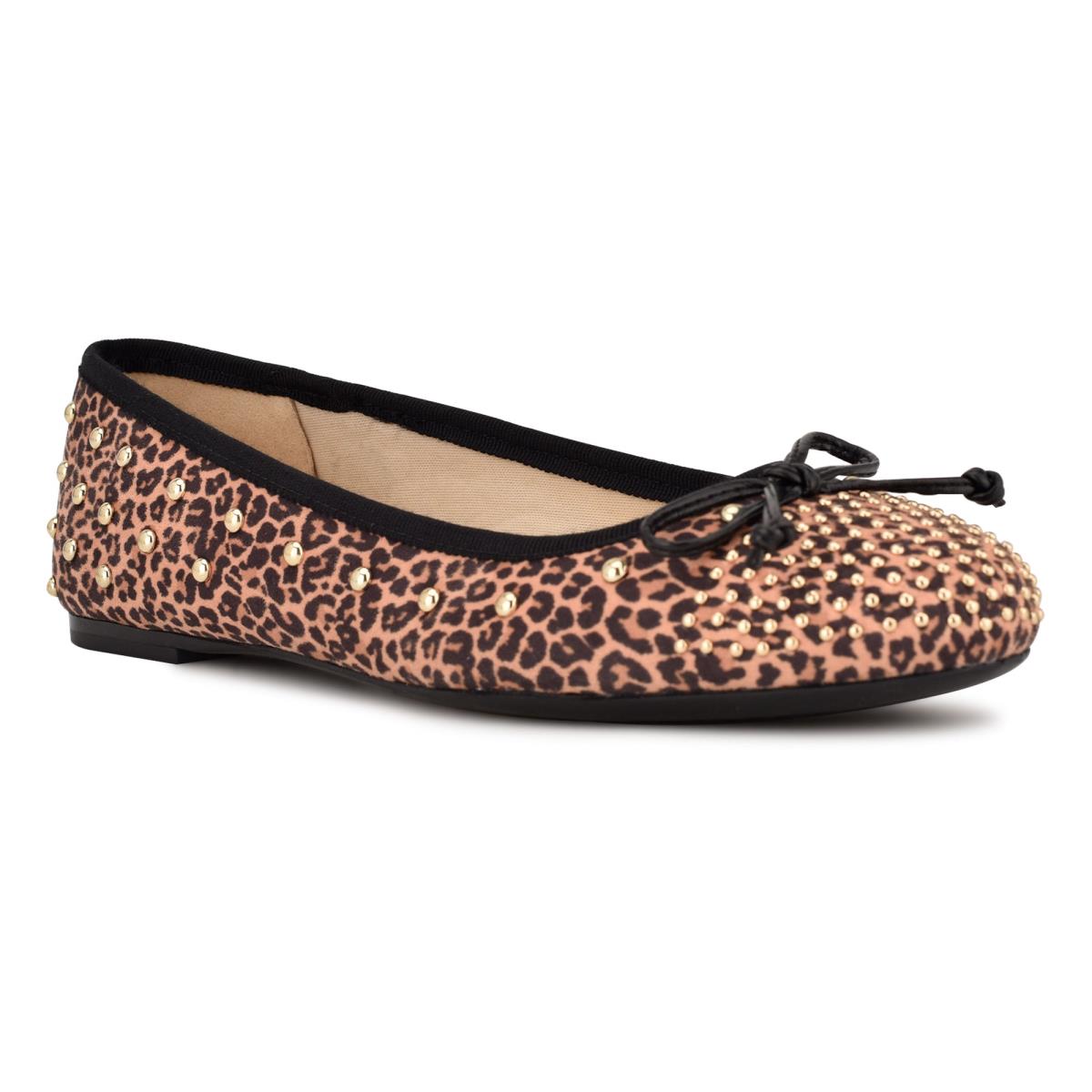 Ballerinas Nine West Curvy Studded Ballet Mujer Leopardo Marrones | 3597TYKCN