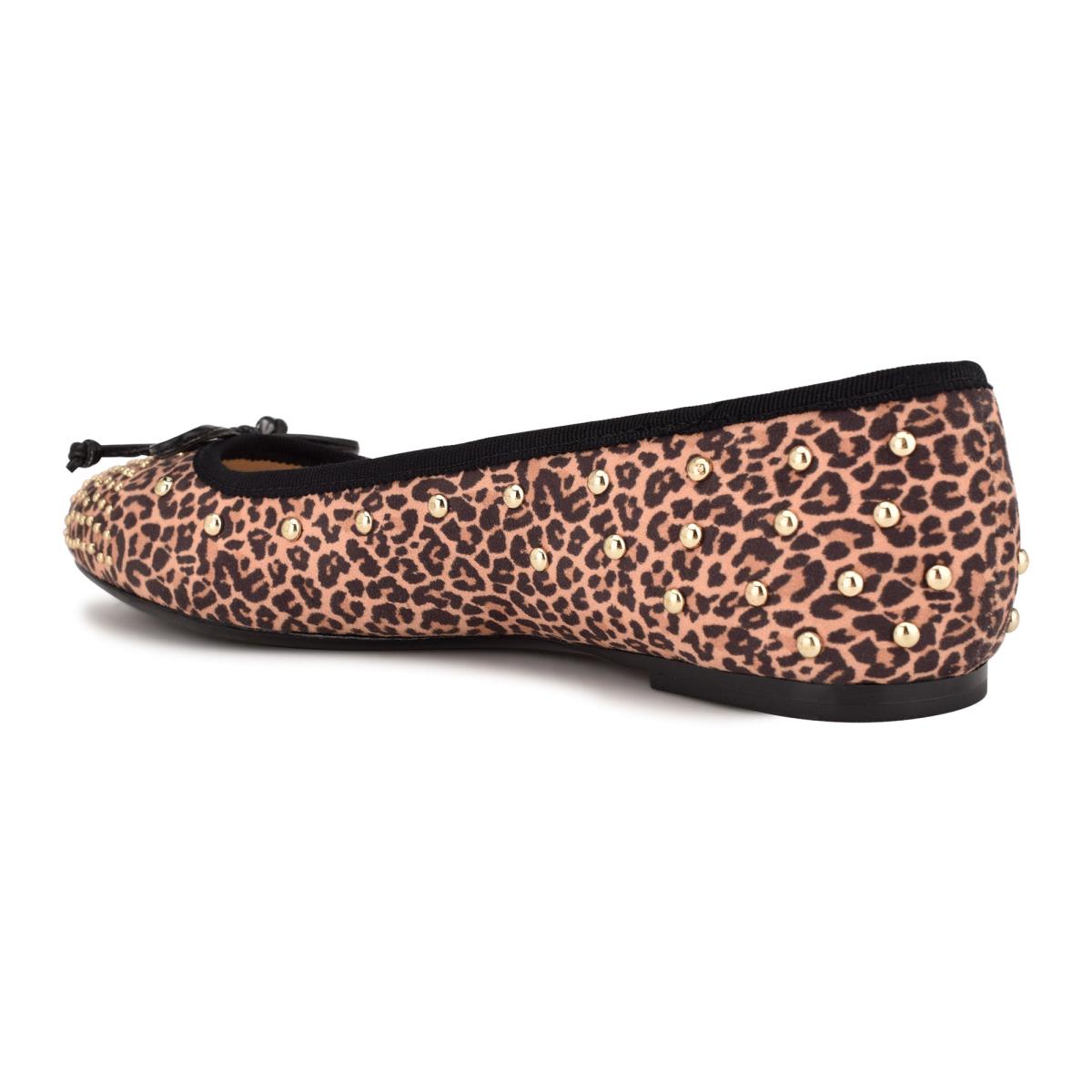 Ballerinas Nine West Curvy Studded Ballet Mujer Leopardo Marrones | 3597TYKCN