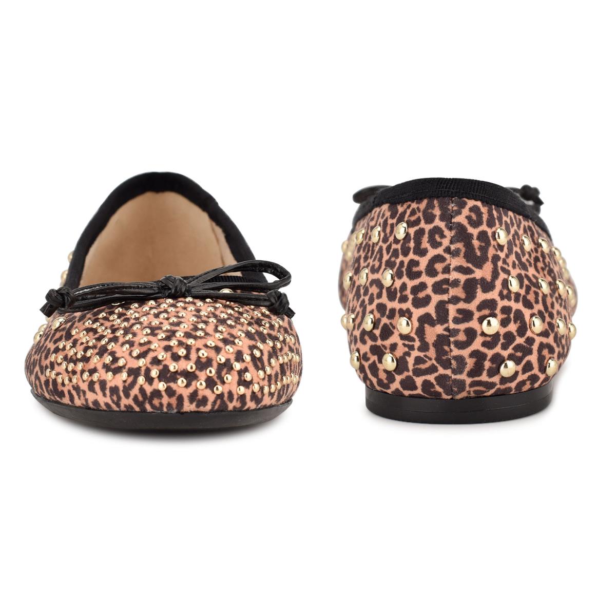 Ballerinas Nine West Curvy Studded Ballet Mujer Leopardo Marrones | 3597TYKCN