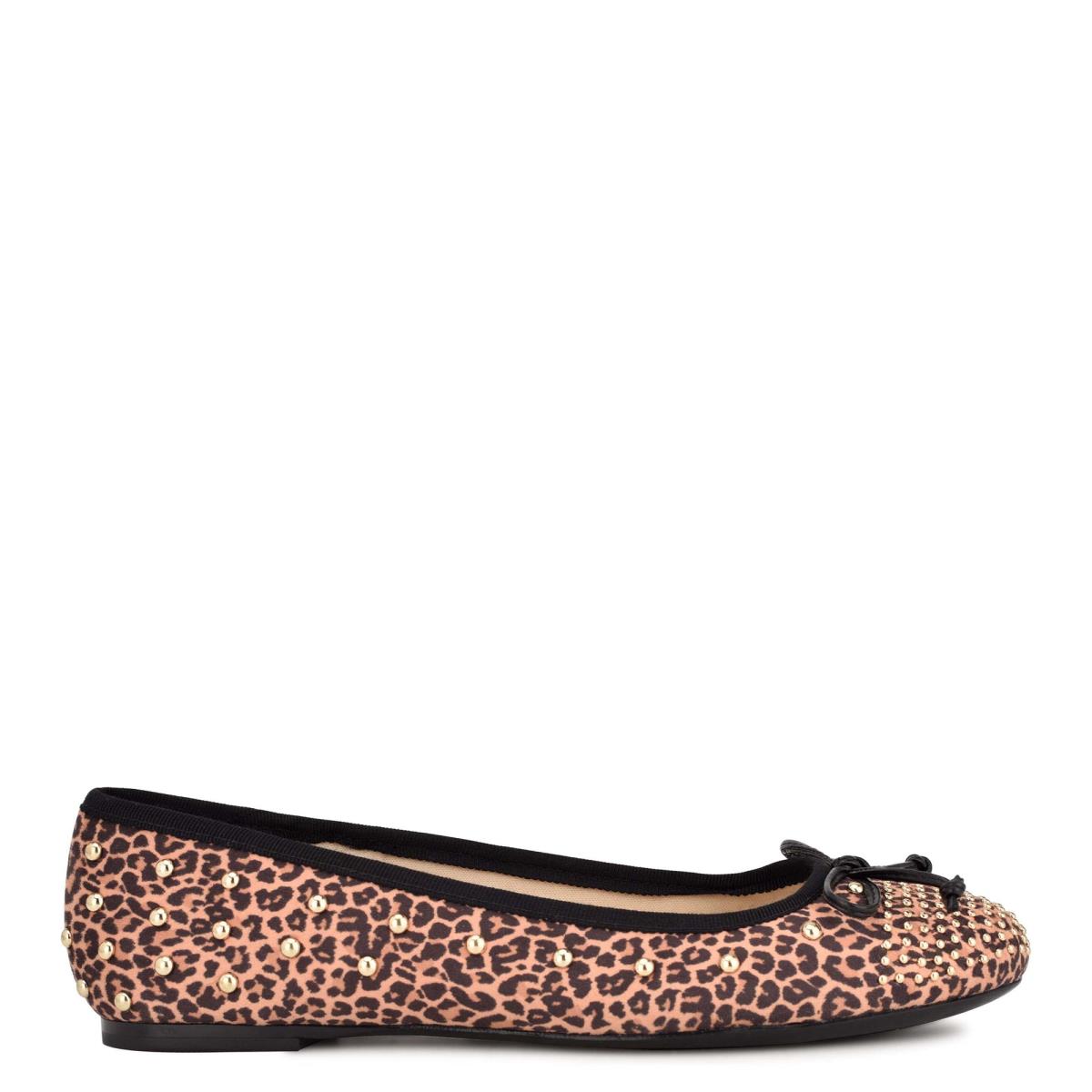 Ballerinas Nine West Curvy Studded Ballet Mujer Leopardo Marrones | 3597TYKCN