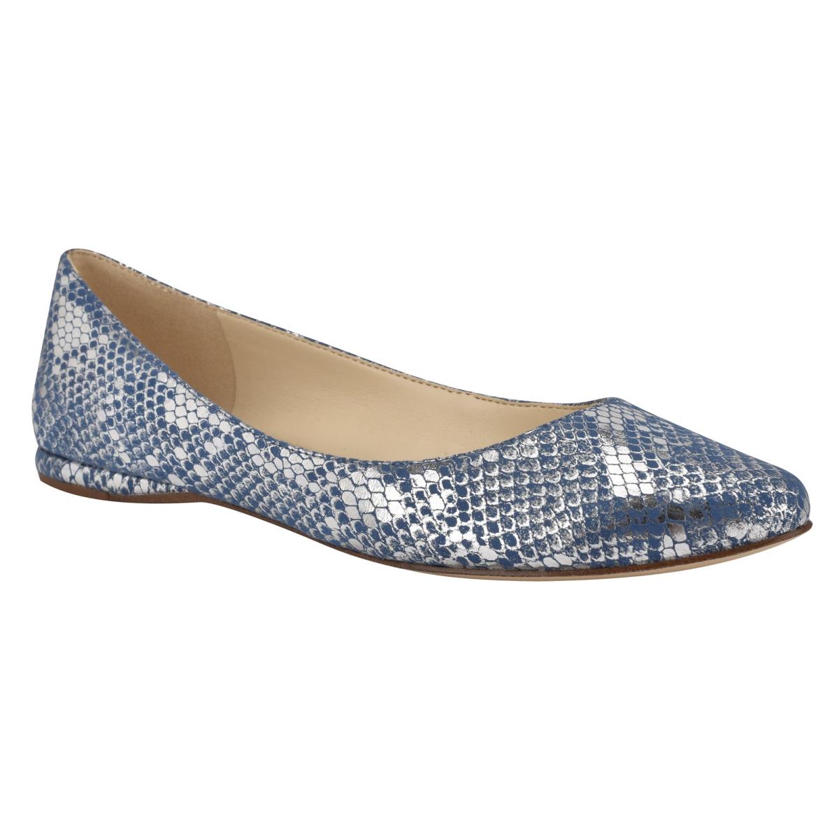 Ballerinas Nine West Speakup Almond Toe Mujer Azules Serpent | 1389XQSVM