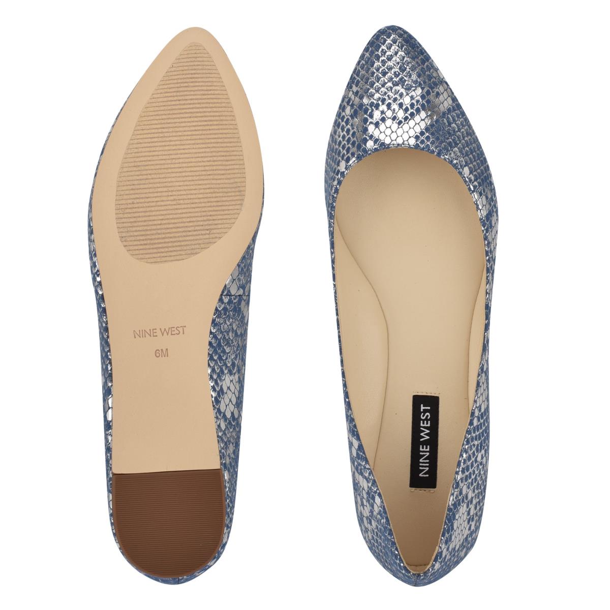 Ballerinas Nine West Speakup Almond Toe Mujer Azules Serpent | 1389XQSVM