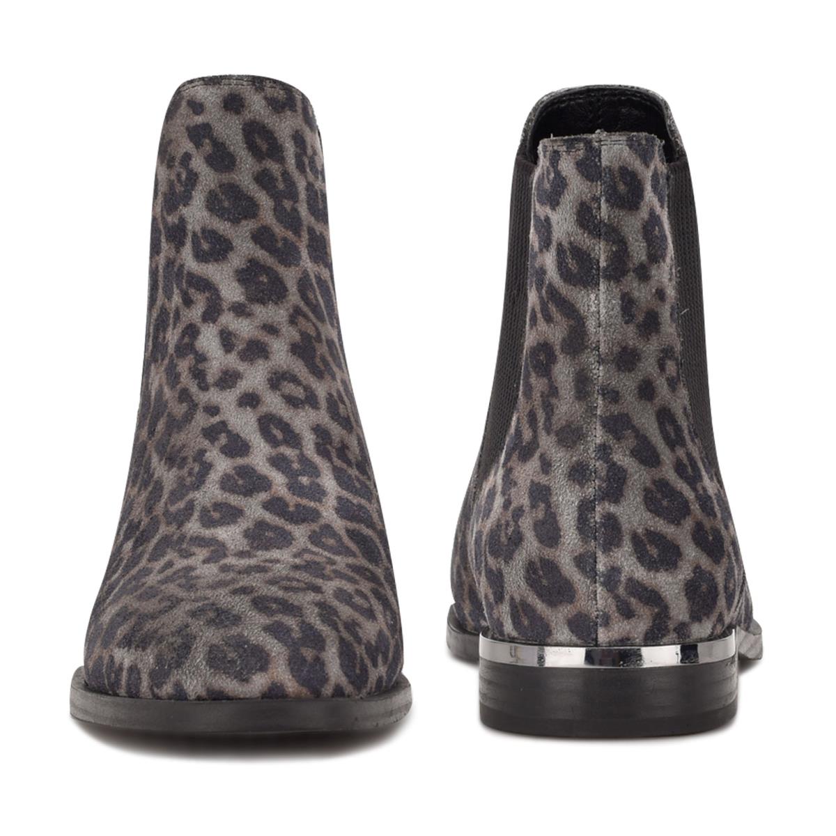 Booties Nine West Agate Chelsea Mujer Gris Leopardo | 3962ACGMF