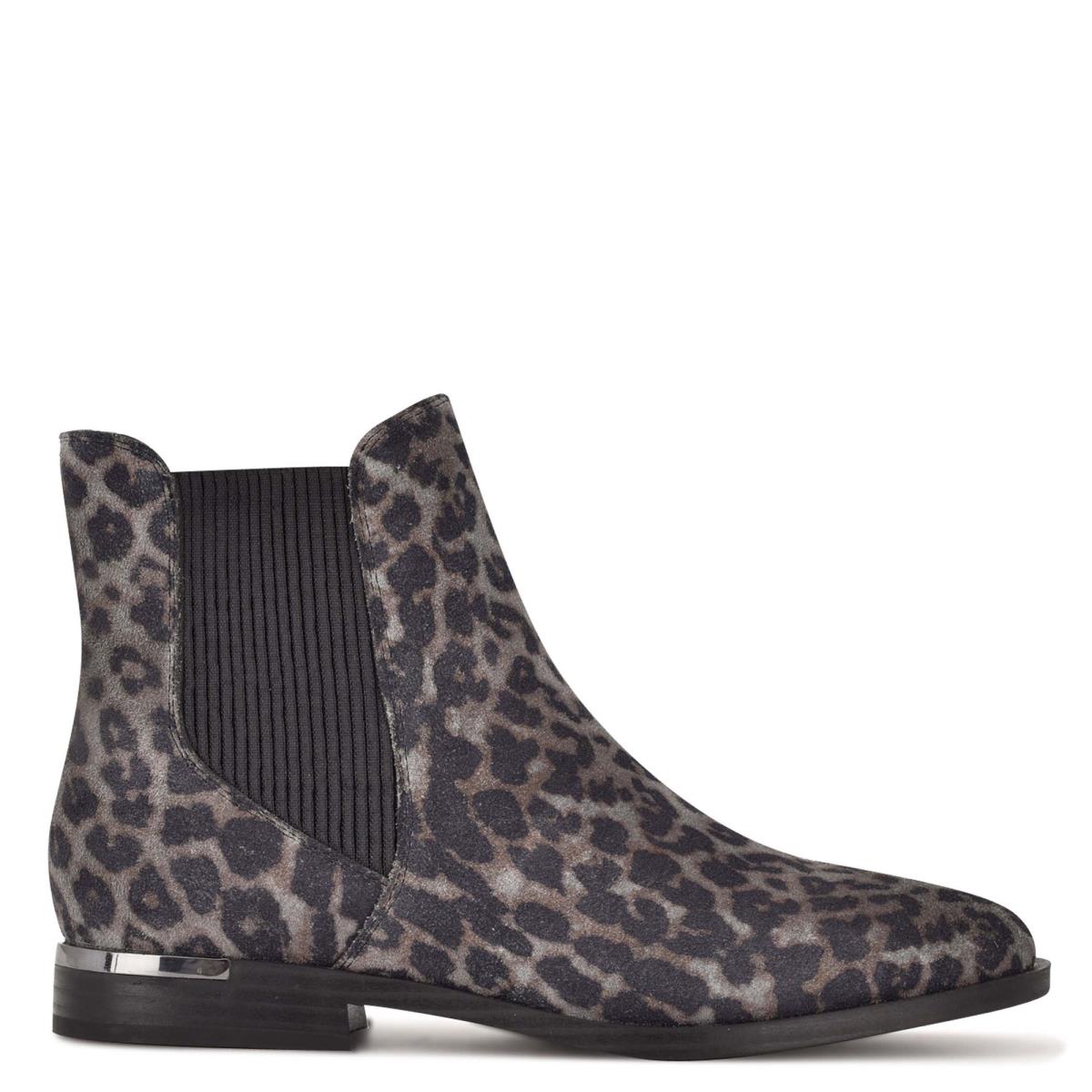 Booties Nine West Agate Chelsea Mujer Gris Leopardo | 3962ACGMF