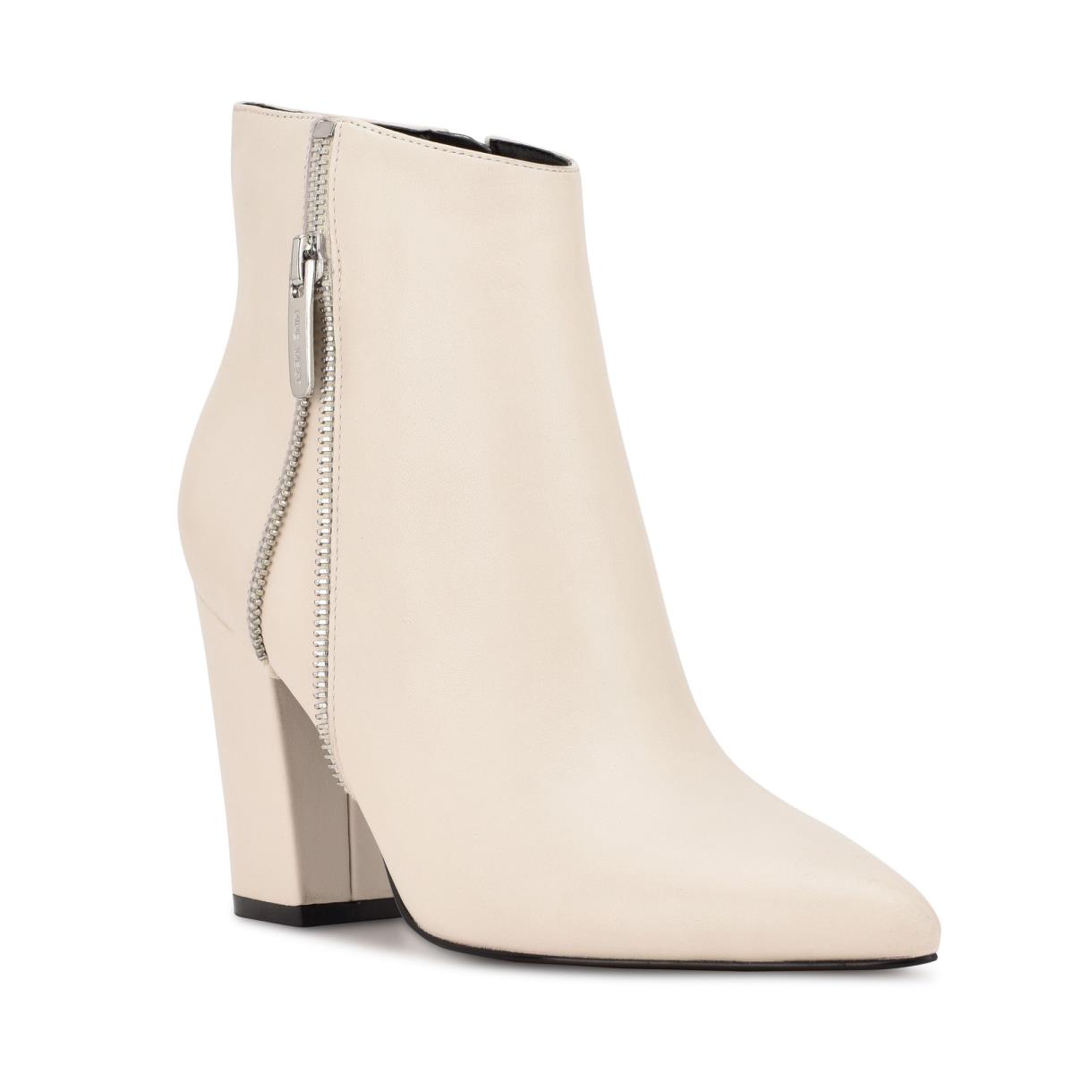 Booties Nine West Glorya Heeled Mujer Creme | 7093SKPQO