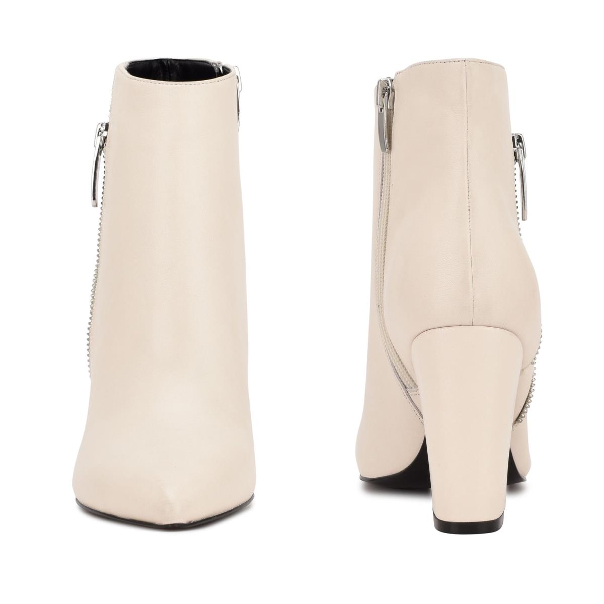 Booties Nine West Glorya Heeled Mujer Creme | 7093SKPQO