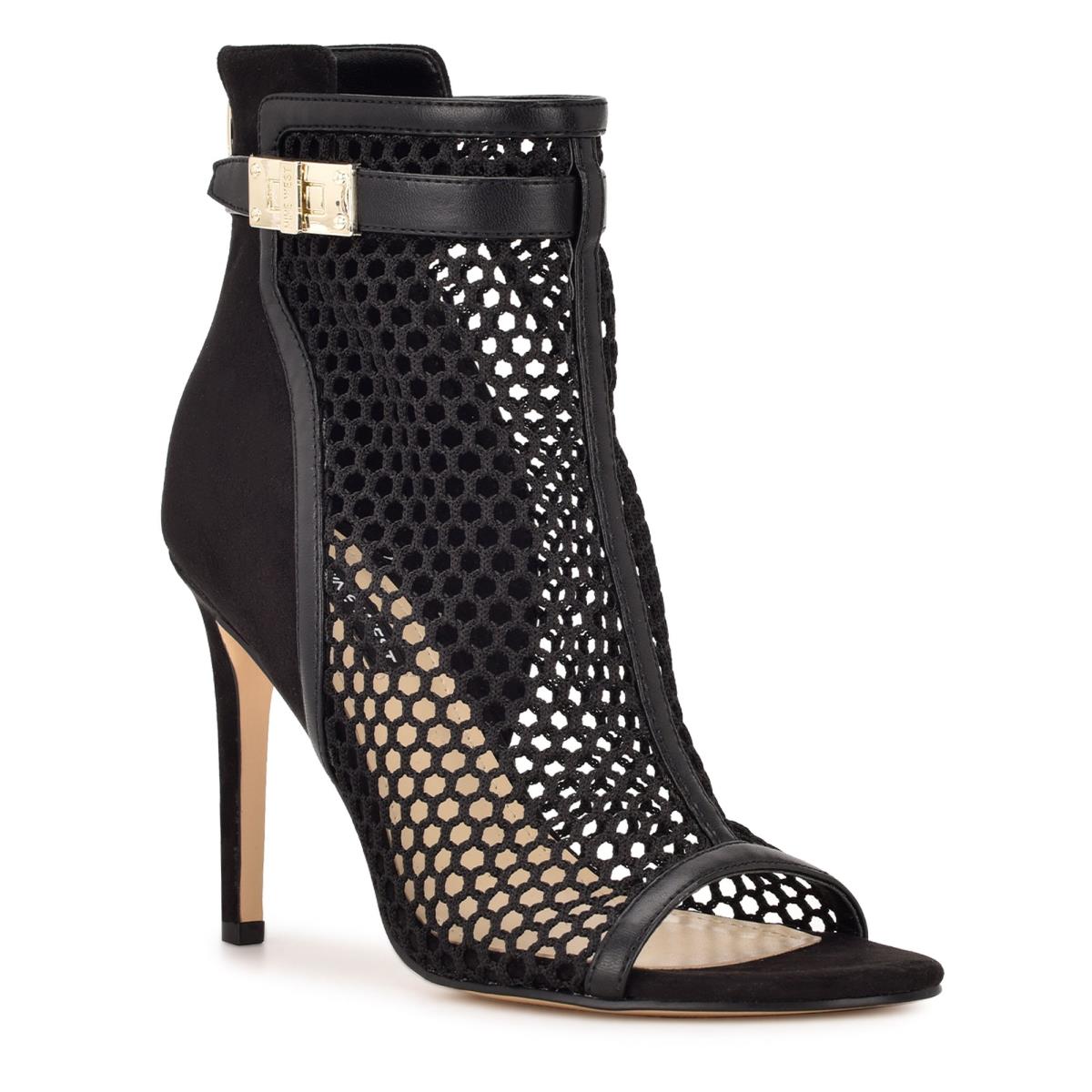 Booties Nine West Ididit Mesh Peep Toe Mujer Negras | 4321GHYLP