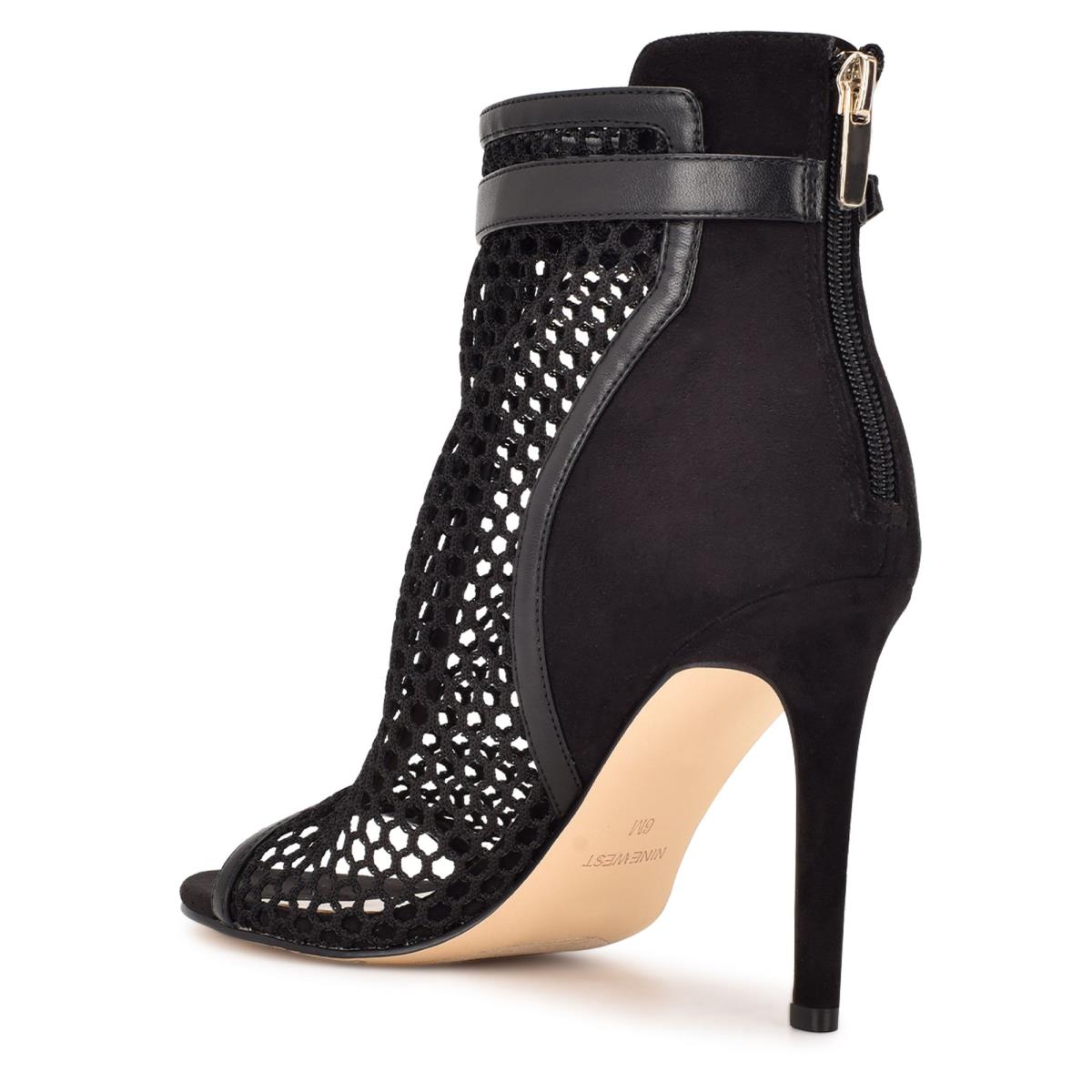 Booties Nine West Ididit Mesh Peep Toe Mujer Negras | 4321GHYLP