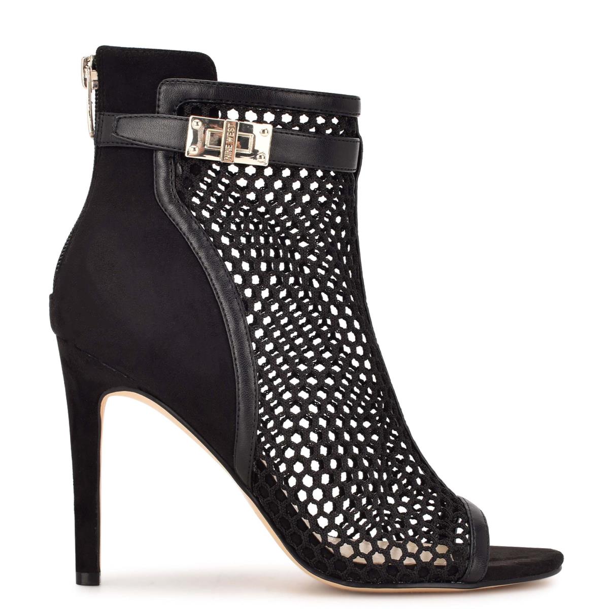 Booties Nine West Ididit Mesh Peep Toe Mujer Negras | 4321GHYLP