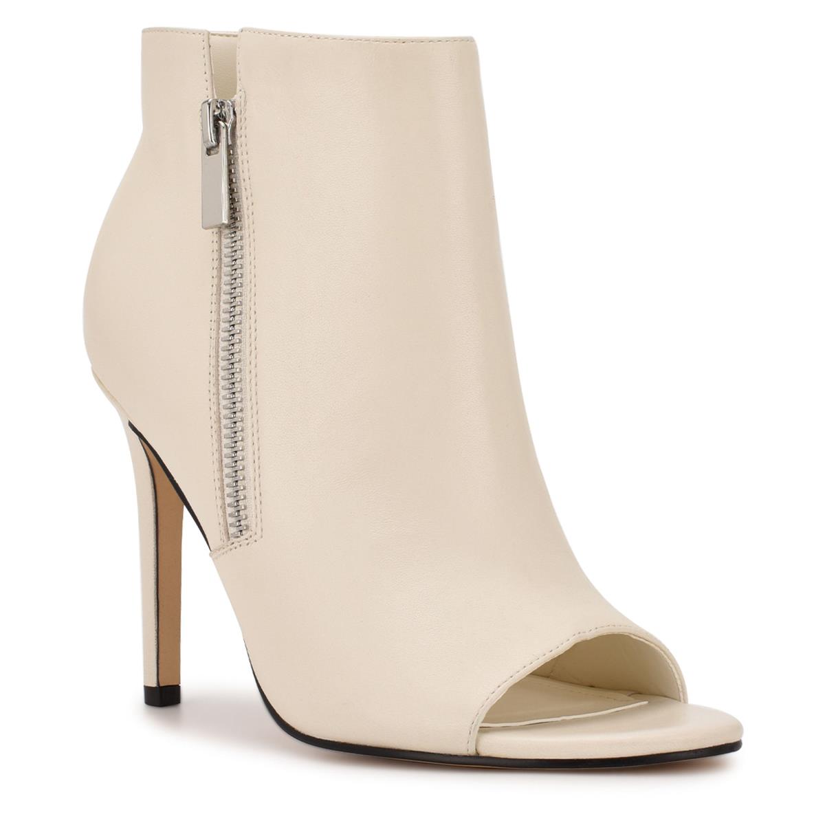 Booties Nine West Izip Peep toe Mujer Creme | 4370WINGS