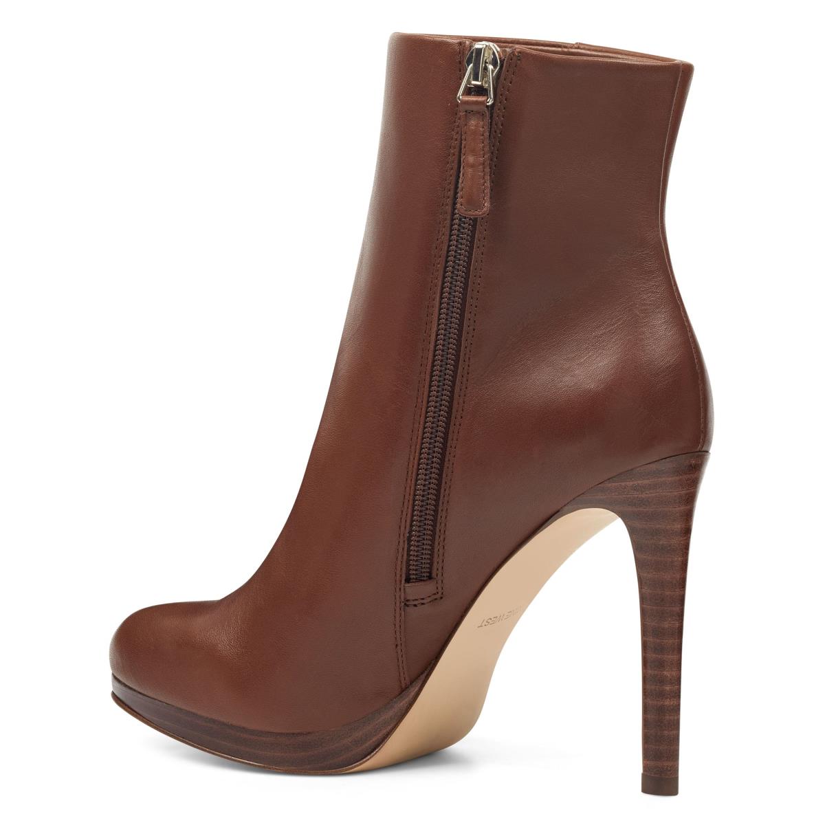 Booties Nine West Quanette Platform Mujer Marrones | 8463KZJAE