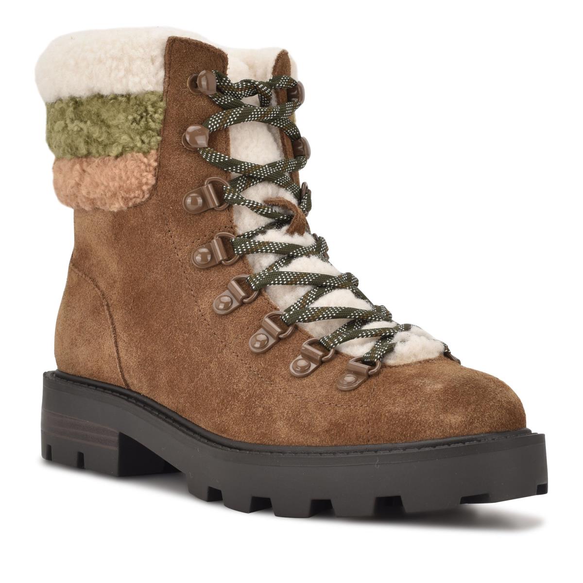 Booties Nine West Rima Combat Lug Sole Mujer Marrones | 5806XOHSK