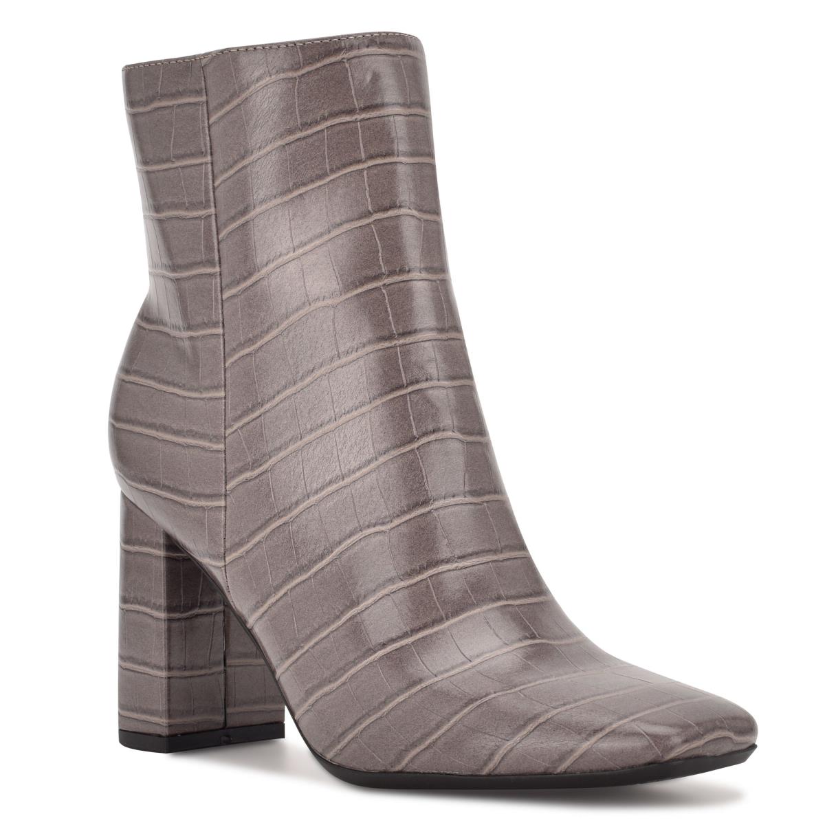 Booties Nine West Sardo 9x9 Heeled Mujer Gris | 9230VIPFN