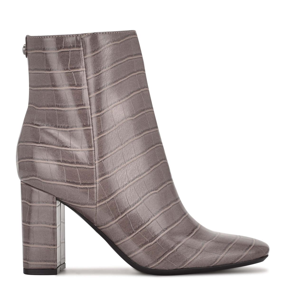 Booties Nine West Sardo 9x9 Heeled Mujer Gris | 9230VIPFN