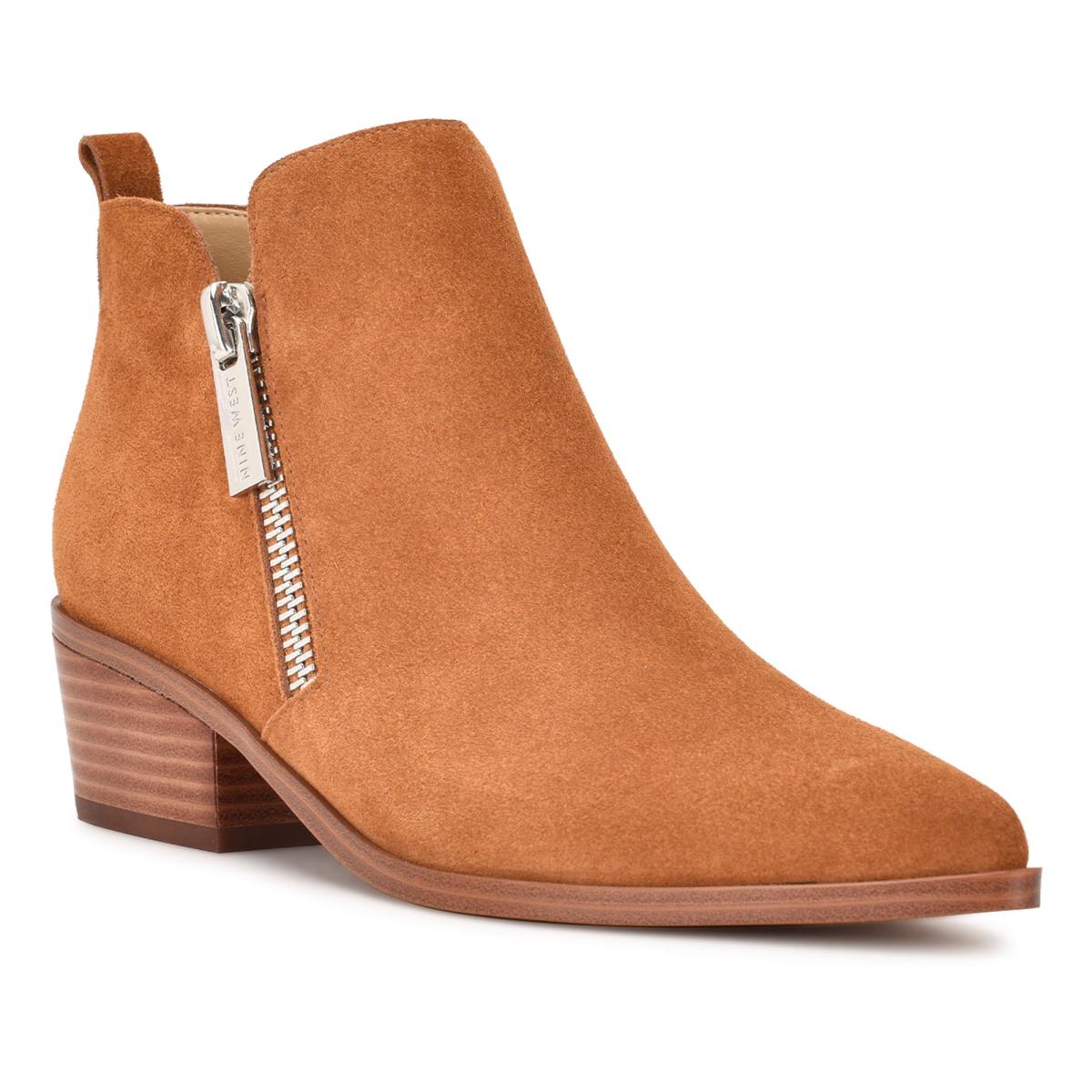 Booties Nine West Single Pointy Toe Mujer Marrones | 2634QWFHD