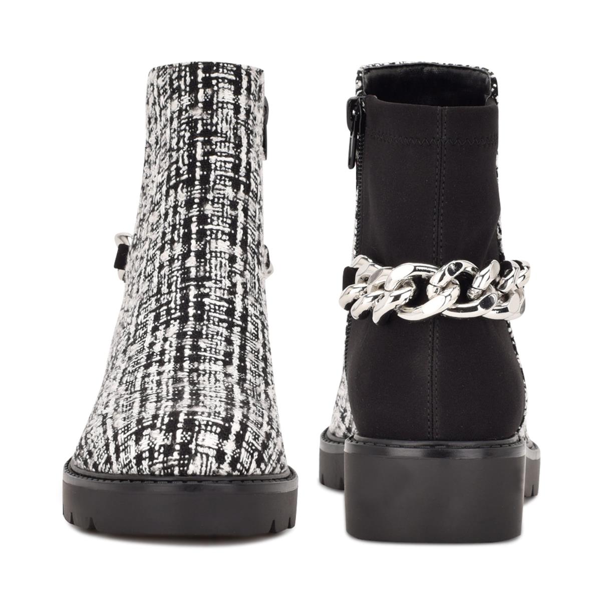 Booties Nine West Talles Lug Sole Mujer Negras Blancas | 4520AJMPF