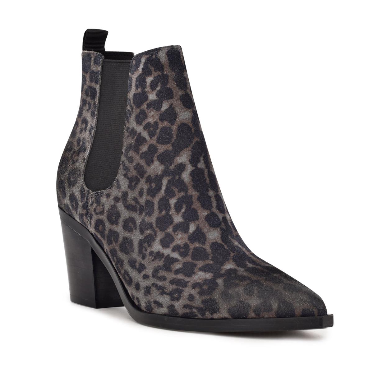 Booties Nine West Wyllis Block Heel Mujer Gris Leopardo | 0154PLCZQ