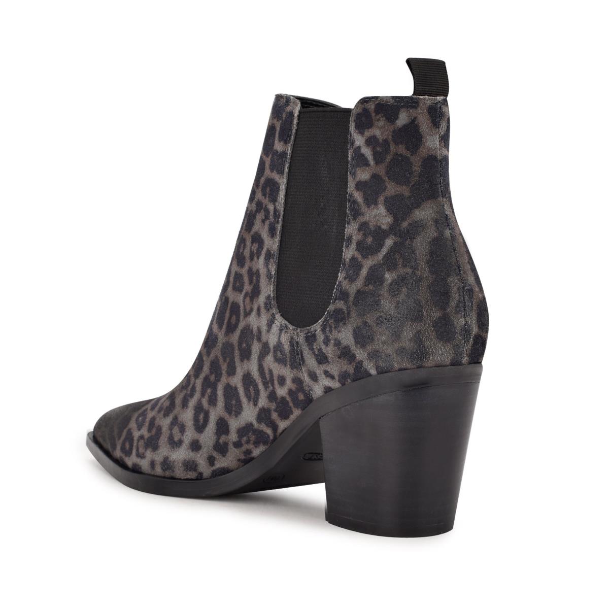 Booties Nine West Wyllis Block Heel Mujer Gris Leopardo | 0154PLCZQ