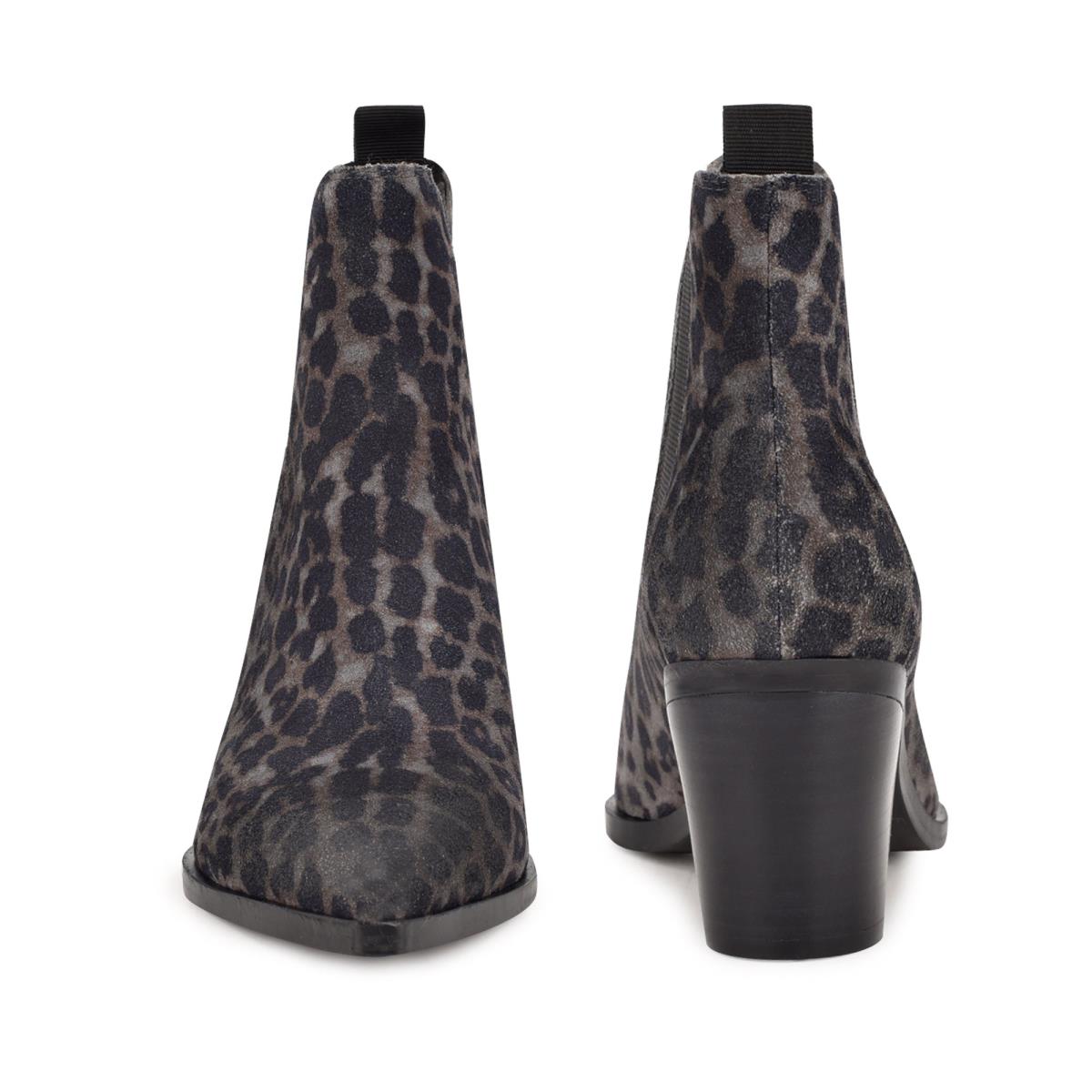 Booties Nine West Wyllis Block Heel Mujer Gris Leopardo | 0154PLCZQ