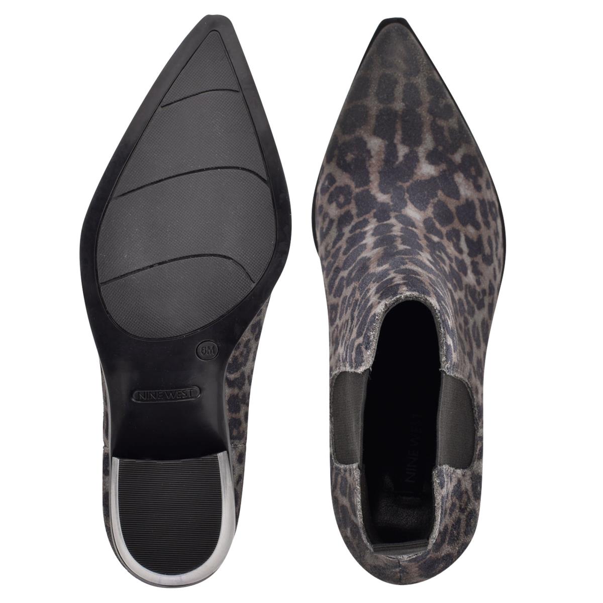 Booties Nine West Wyllis Block Heel Mujer Gris Leopardo | 0154PLCZQ