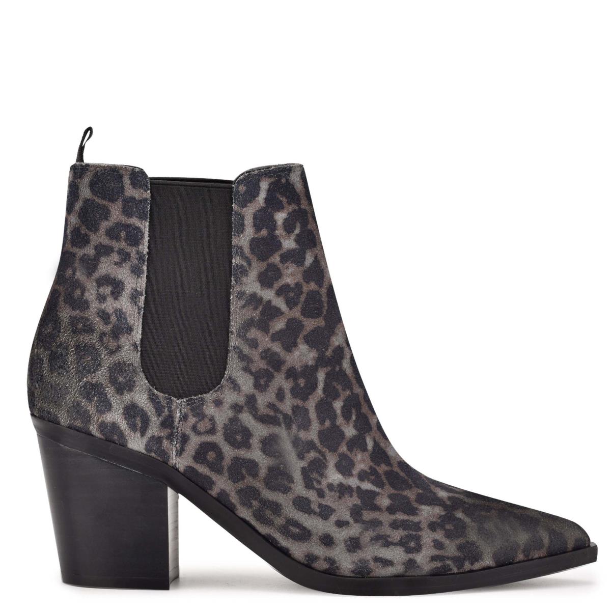 Booties Nine West Wyllis Block Heel Mujer Gris Leopardo | 0154PLCZQ