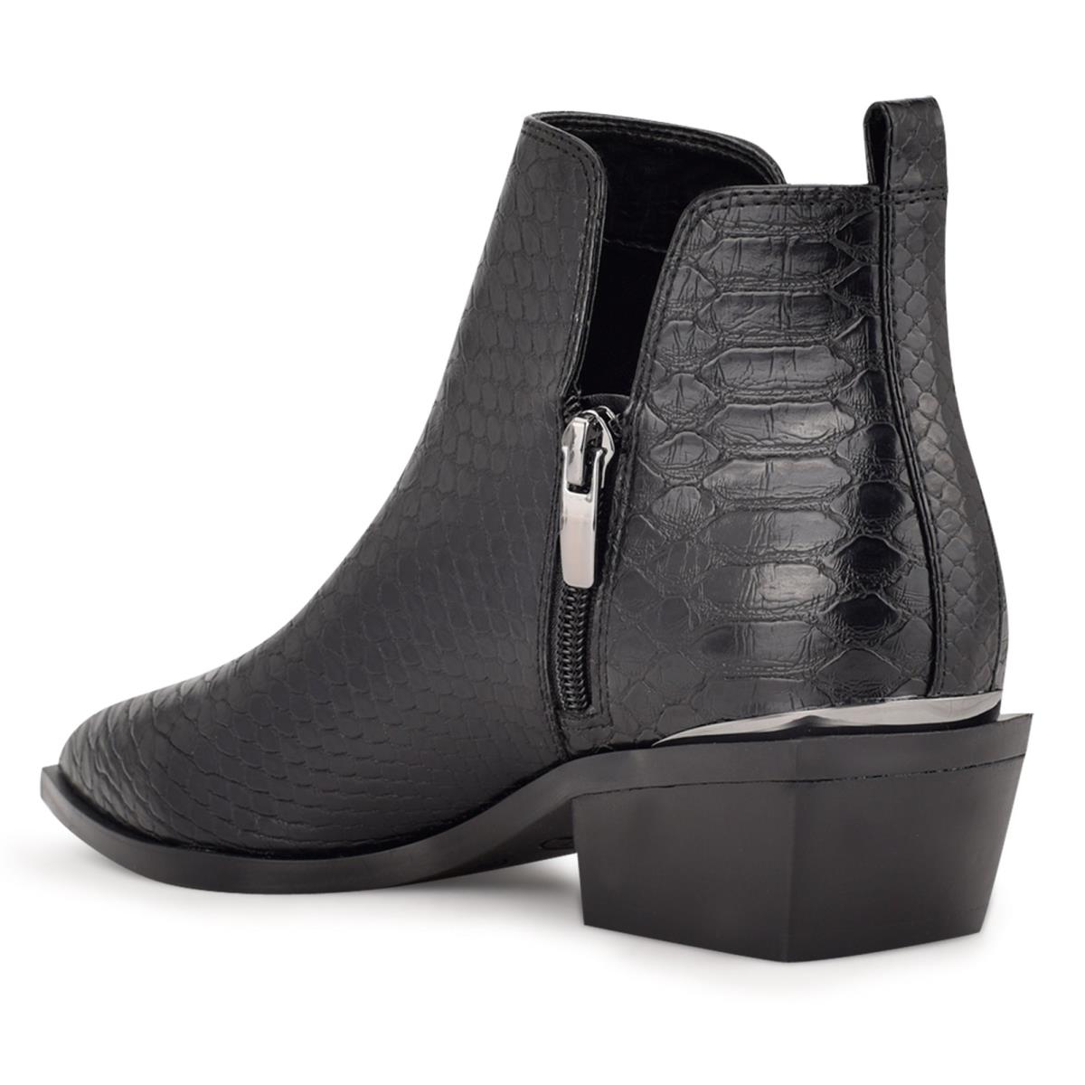 Booties Nine West Yerly Pointy Toe Mujer Negras Serpent | 2569MFTGN