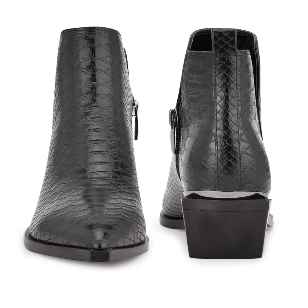 Booties Nine West Yerly Pointy Toe Mujer Negras Serpent | 2569MFTGN