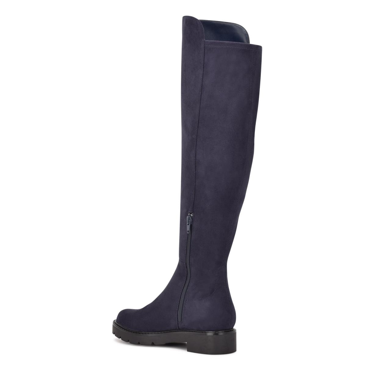 Botas Nine West Tread Over The Knee Lug Sole Mujer Azul Marino | 7915THVRG