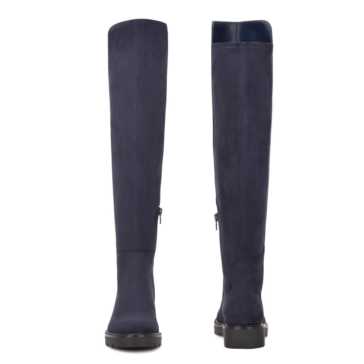 Botas Nine West Tread Over The Knee Lug Sole Mujer Azul Marino | 7915THVRG