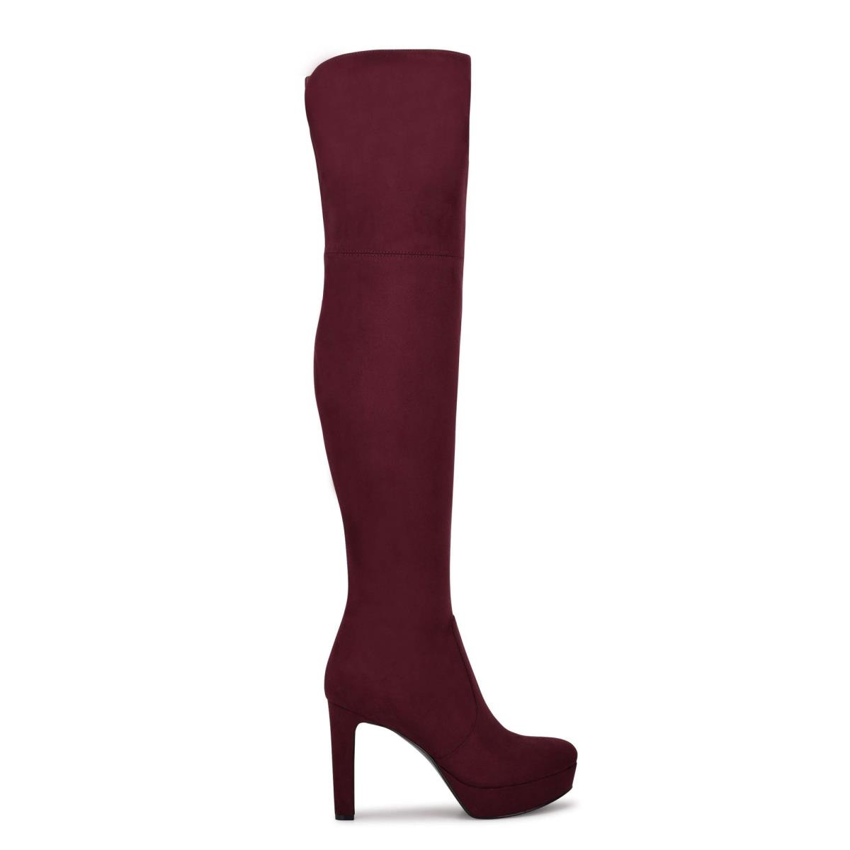 Botas Plataforma Nine West Gotcha Wide Calf Over the Knee Mujer Burdeos | 8705ZQEFD