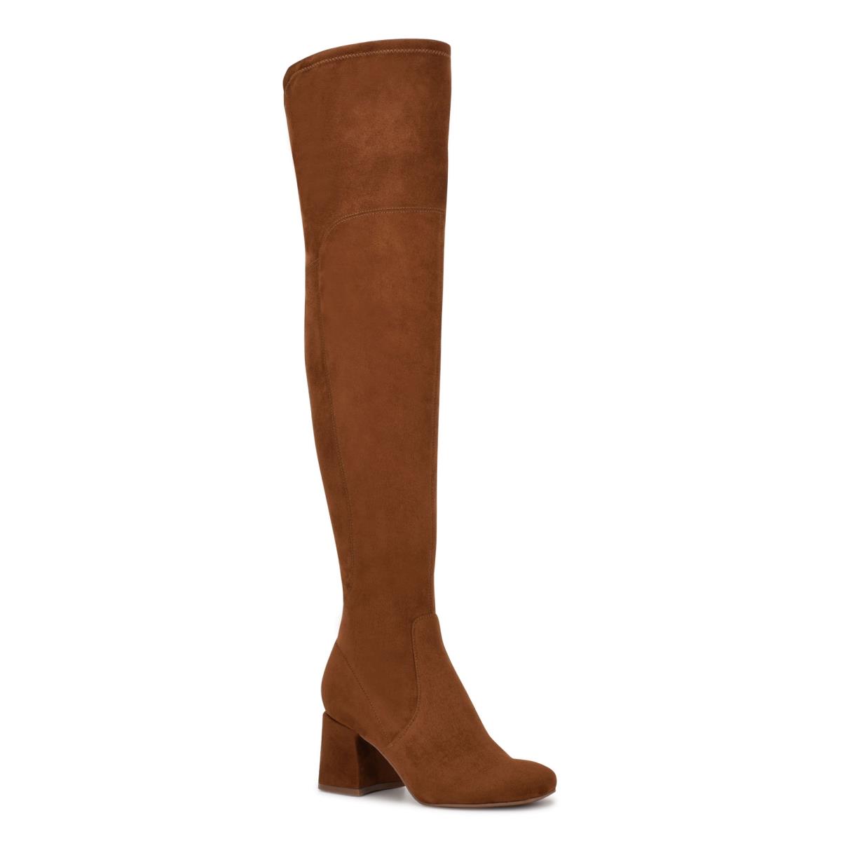 Botas de Tacon Nine West Blocky Over The Knee Mujer Marrones | 3647HOUTI