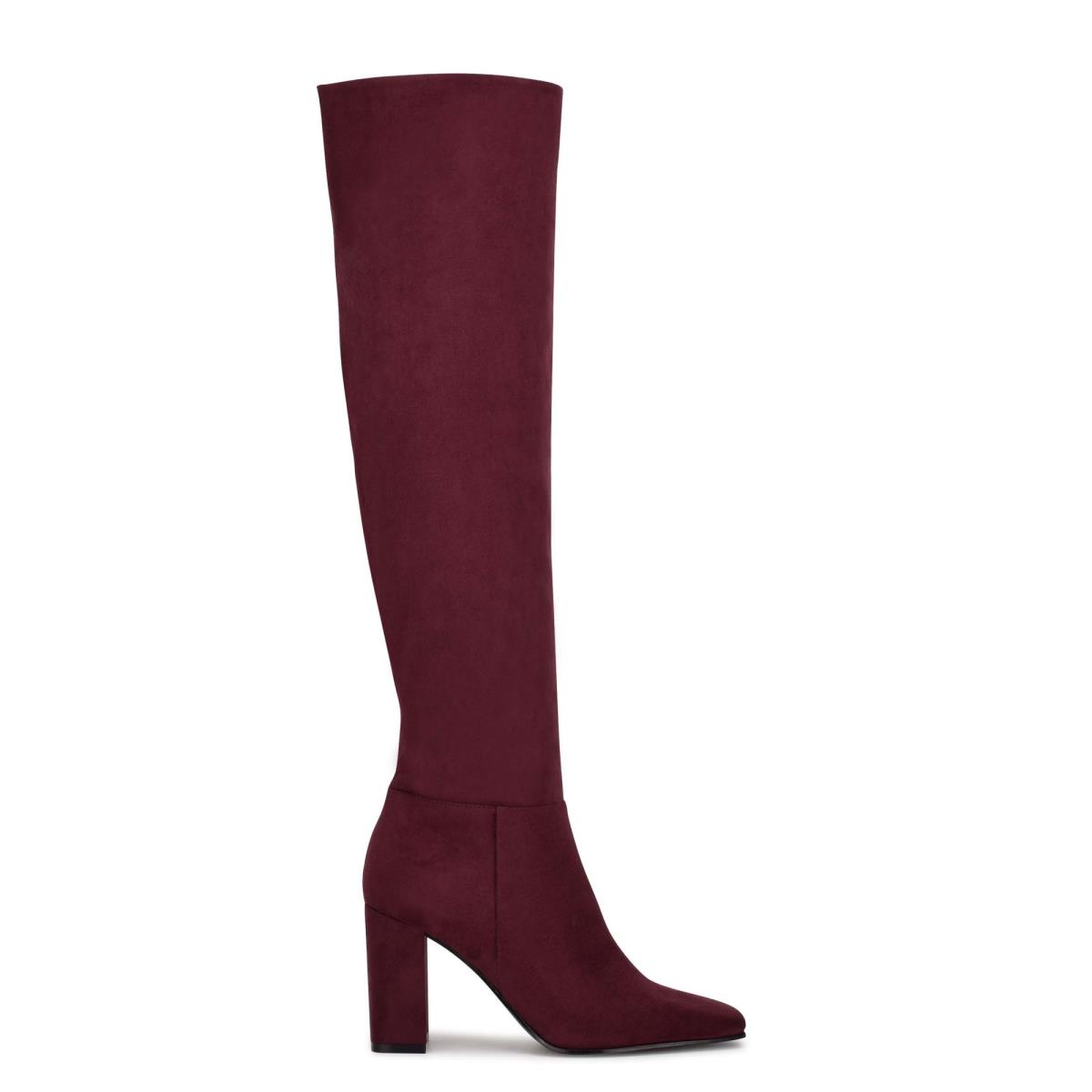 Botas de Tacon Nine West Kalida Mujer Burdeos | 9128RZMLX