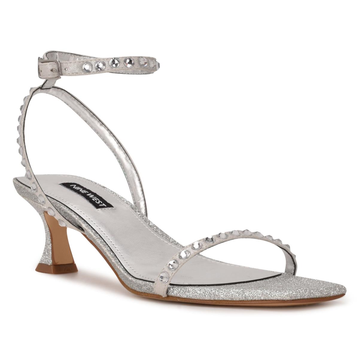 Dress Sandals Nine West Giena Ankle Strap Mujer Plateadas | 0852EDIKG