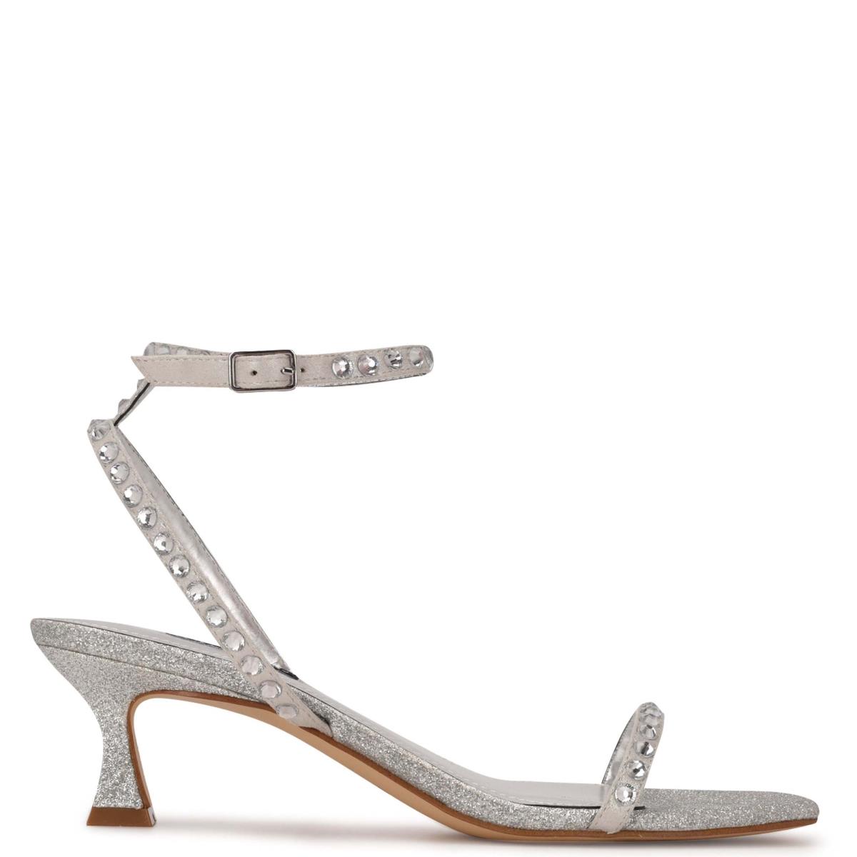 Dress Sandals Nine West Giena Ankle Strap Mujer Plateadas | 0852EDIKG