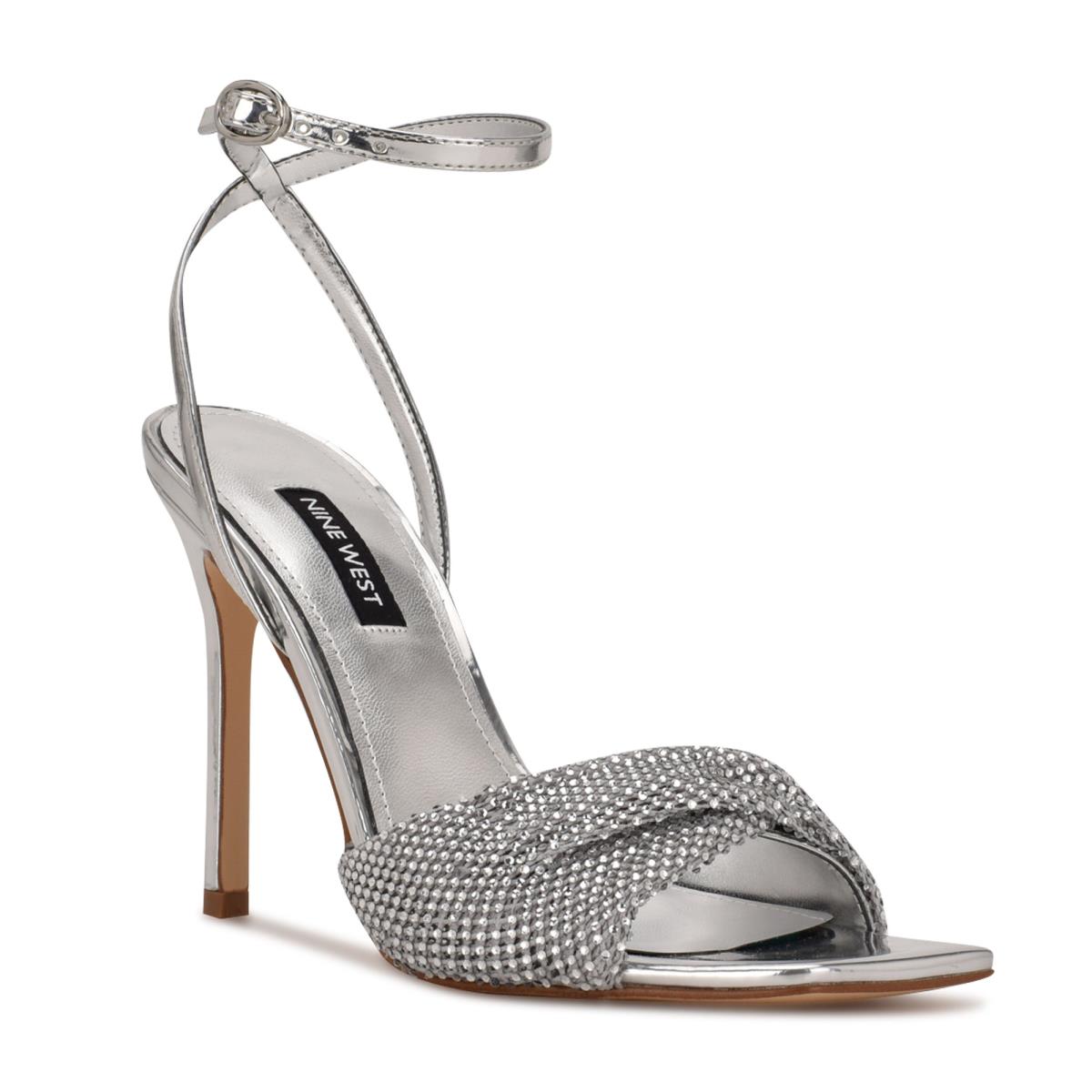 Dress Sandals Nine West Twinkle Heeled Mujer Plateadas | 2410MUFIX