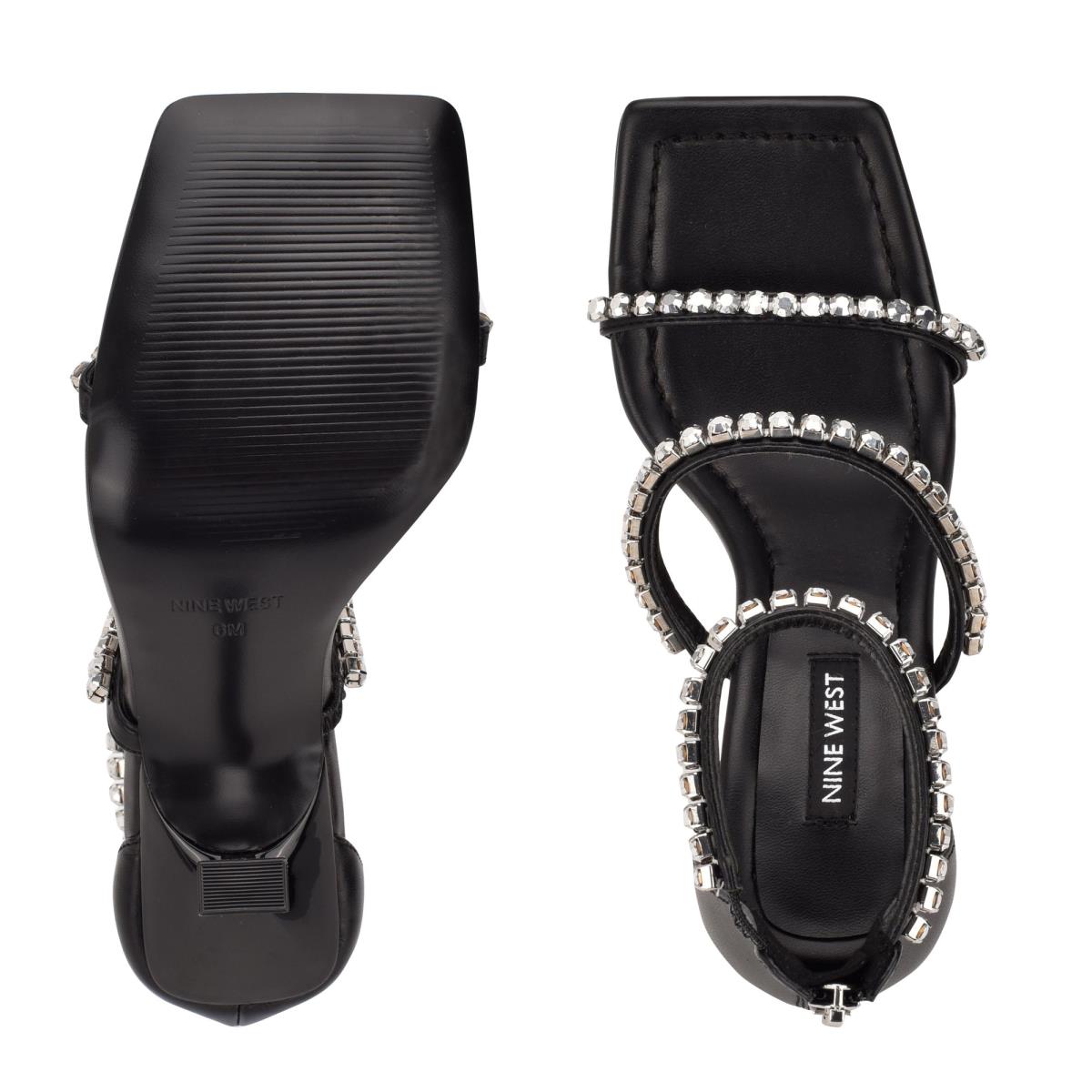 Dress Sandals Nine West Vavoom Rhinestone Strappy Mujer Negras Plateadas | 2659LOJVI