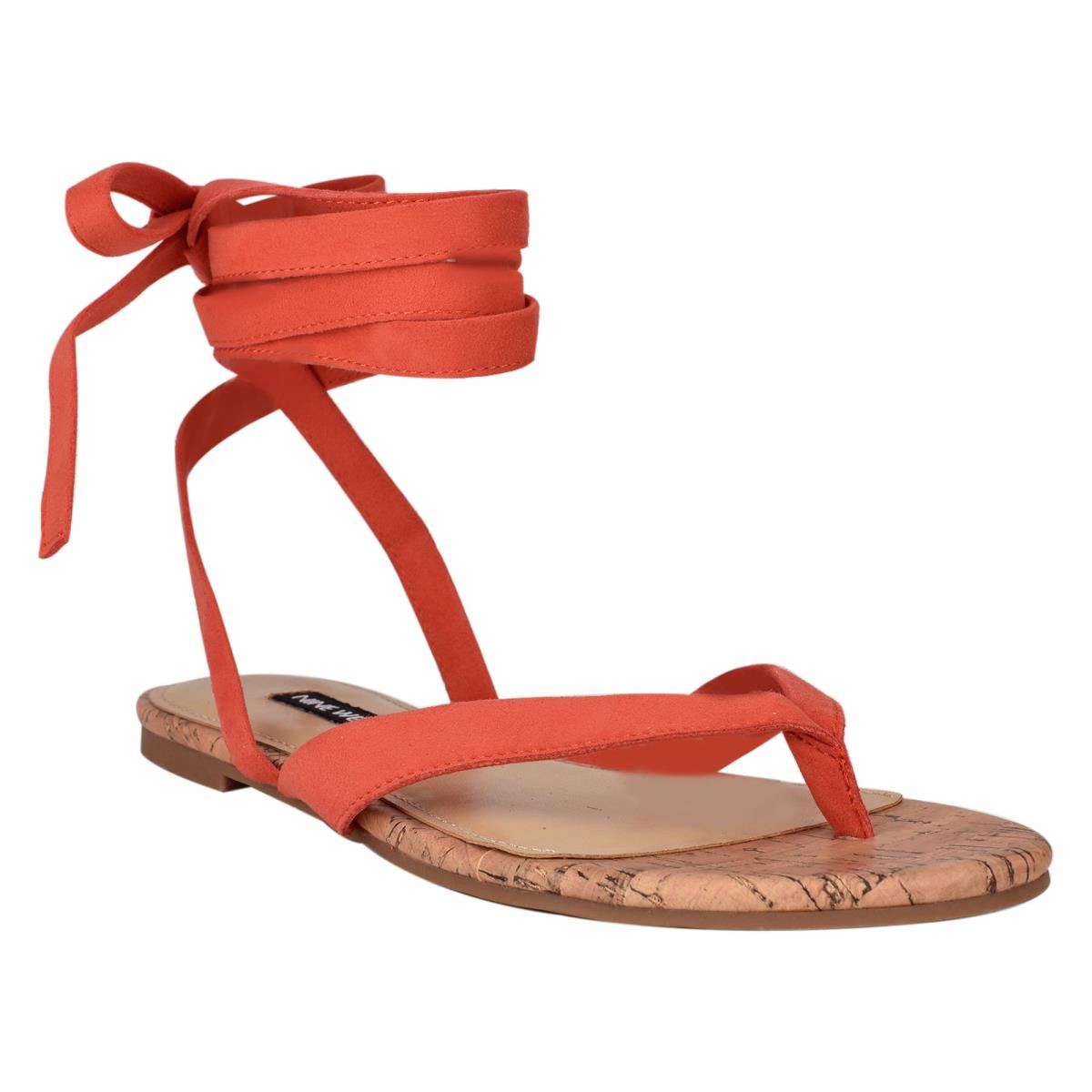 Flat Sandals Nine West Tiedup Ankle Wrap Mujer Rojas | 1470RJLAC