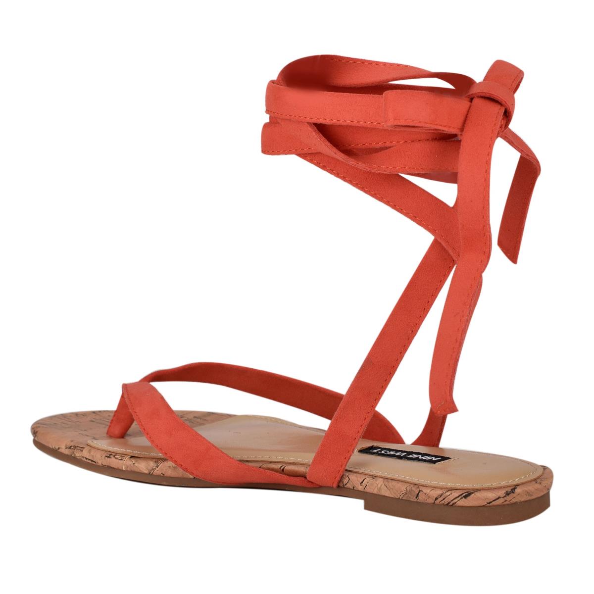 Flat Sandals Nine West Tiedup Ankle Wrap Mujer Rojas | 1470RJLAC