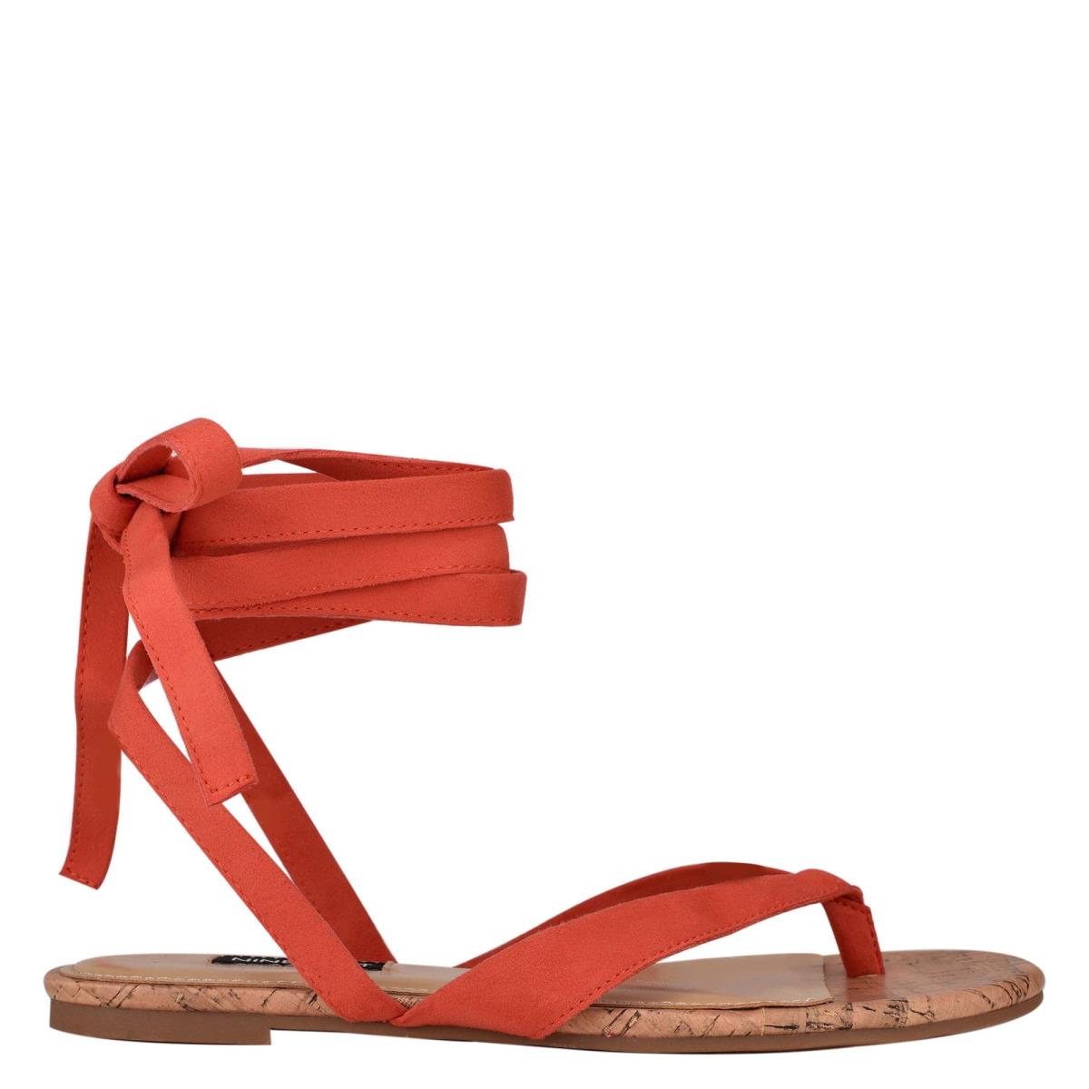 Flat Sandals Nine West Tiedup Ankle Wrap Mujer Rojas | 1470RJLAC